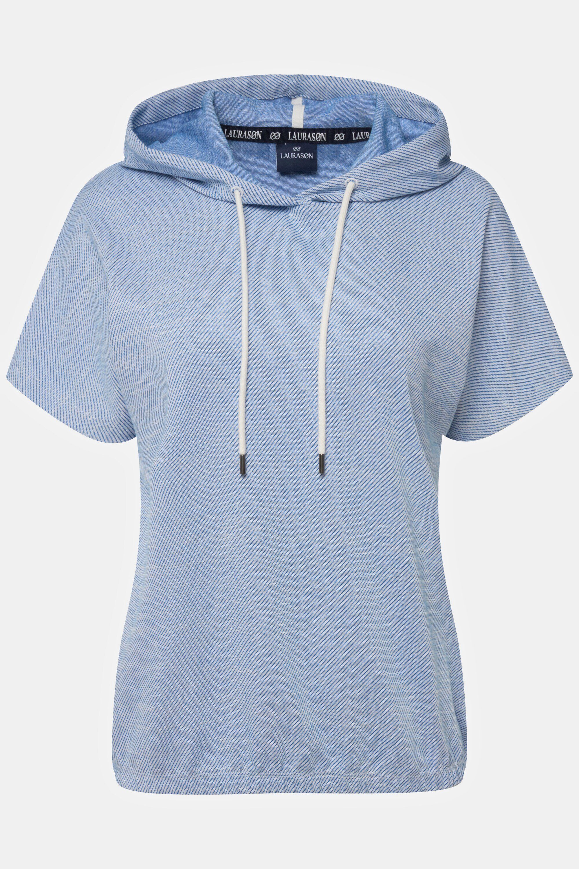 Laurasøn Sweatshirt Hoodie oversized Kapuze himmelblau Saum elastischer dunkles