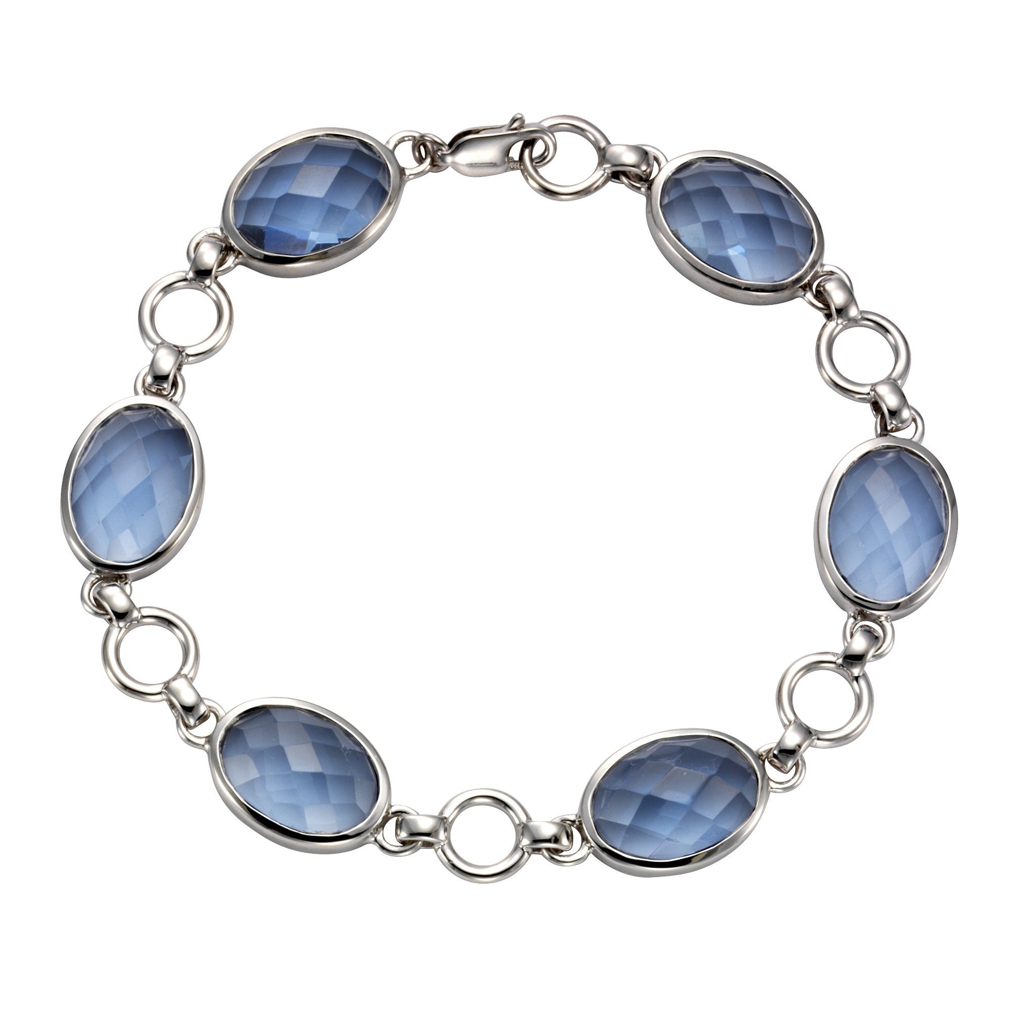 Jamelli Armband 925 Silber rhodiniert Quarz blau (beh) silber/blau