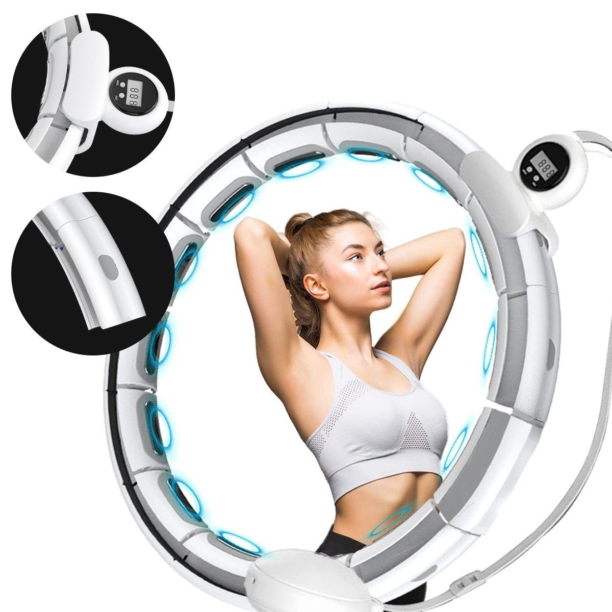 DOPWii Hula-Hoop-Reifen 20 Segments Smart Hula Hoop,360° Massage,für Taillenumfang 74–100cm