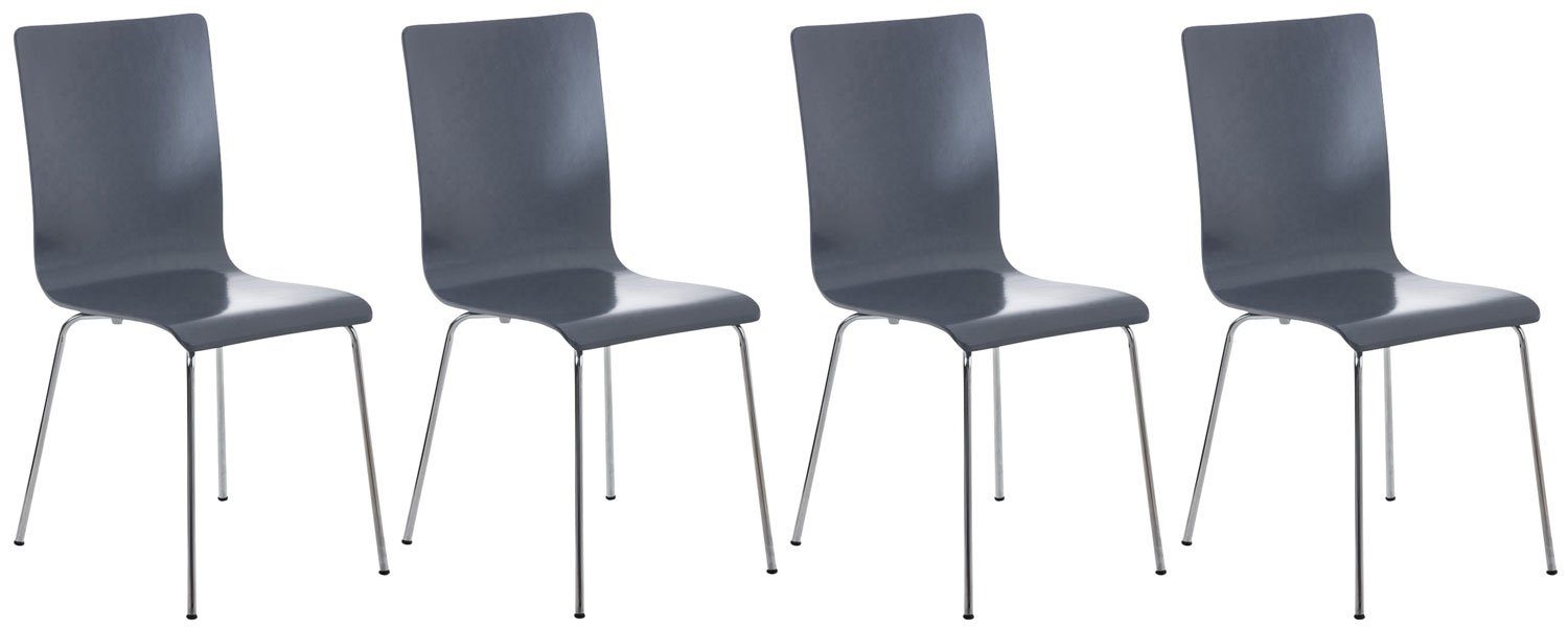Messestuhl, Konferenzstuhl ergonomisch Sitzfläche - - grau chrom - Gestell: TPFLiving Holz Besucherstuhl Peppo Metall mit geformter - Sitzfläche: Warteraumstuhl St), 4 (Besprechungsstuhl