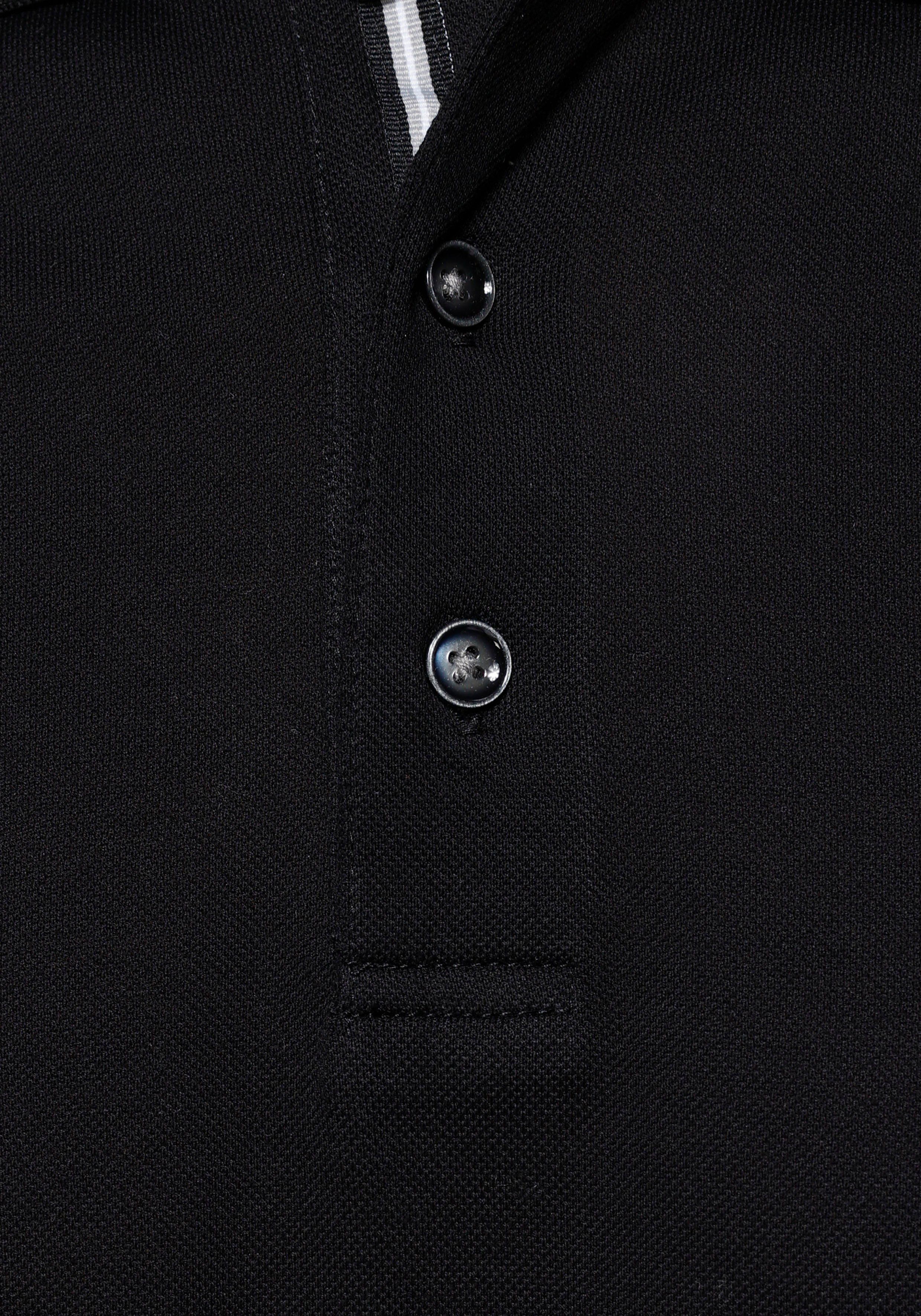 mit OLYMP fit Luxor modern schwarz Poloshirt Brusttasche