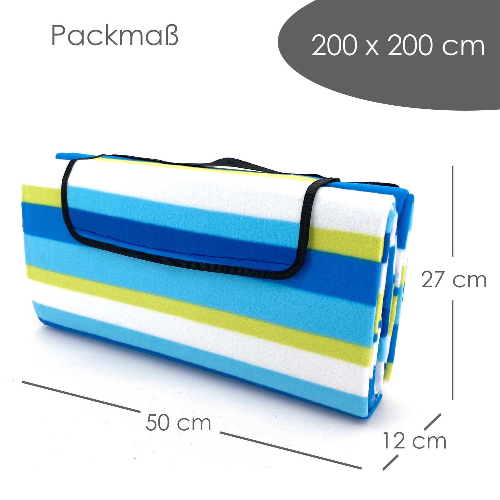 Picknickdecke Outdoor Strandmatte Isomatte Campingdecke waschbar, heimtexland, wasserdicht I isolierend I faltbar I Tragegriff I 200x200 cm