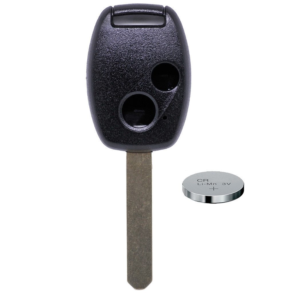 mt-key Auto Schlüssel Gehäuse 2 Tasten + 1x Rohling HON66 + passende CR1616 Knopfzelle, CR1616 (3 V), für Honda Funk Fernbedienung
