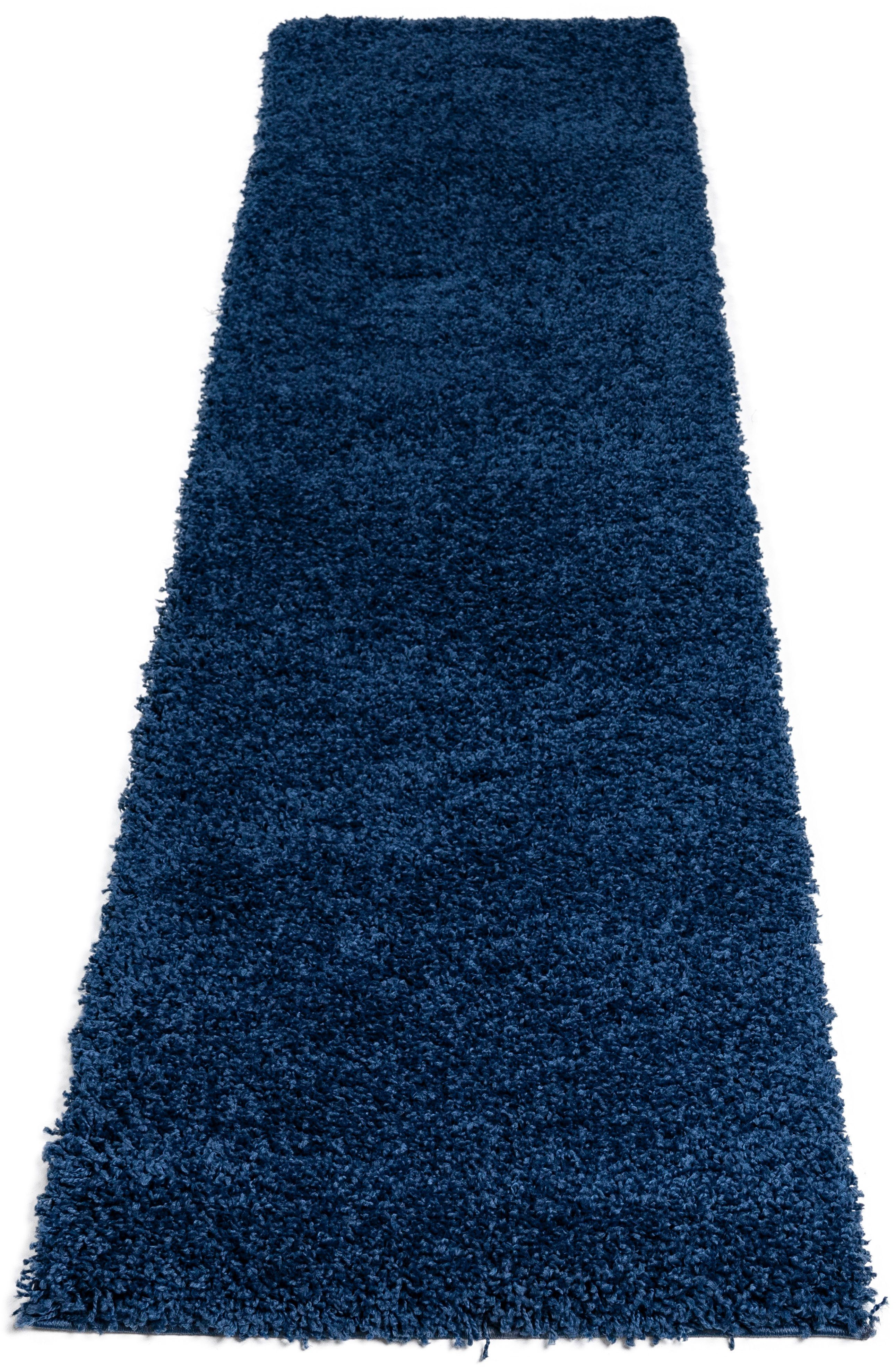 Läufer Shaggy 30, Home affaire, rechteckig, Höhe: 30 mm, Teppich-Läufer, Brücke, Uni-Farben, besonders weich und kuschelig blau
