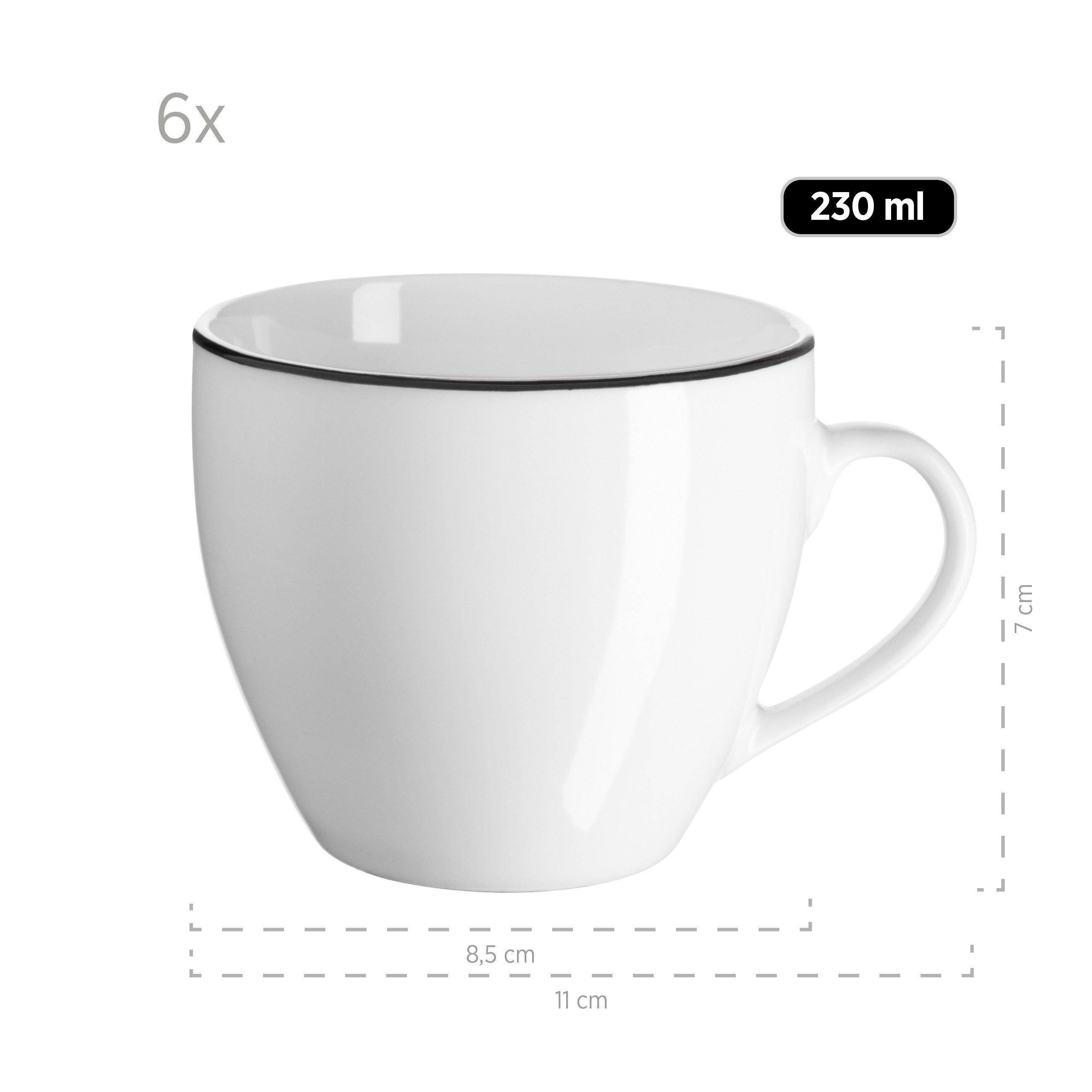 MÄSER Kaffeeservice Nola (18-tlg), 6 Personen, Porzellan