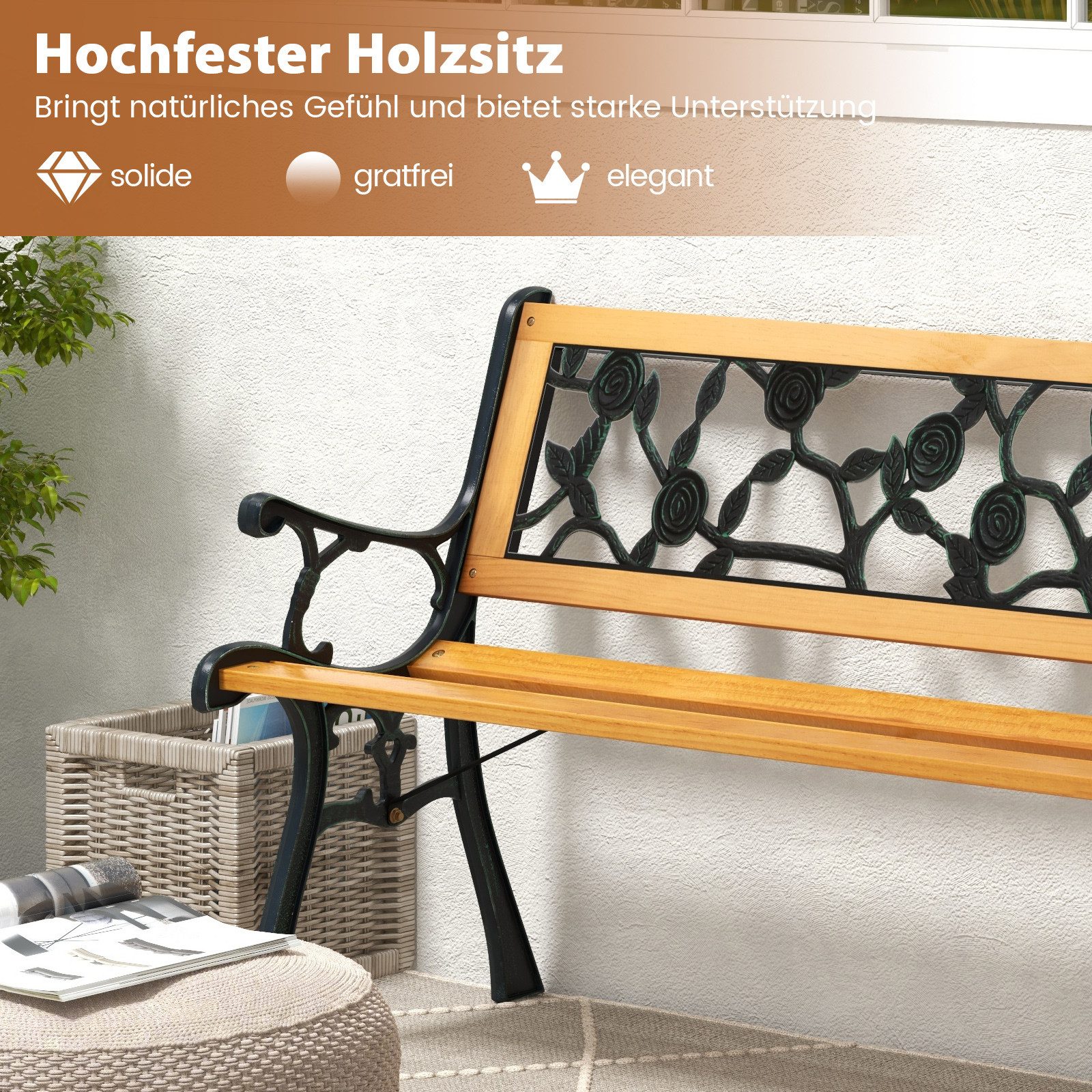 COSTWAY Gartenbank, 2-Sitzer Sitzbank wetterfest, 126 günstig online kaufen