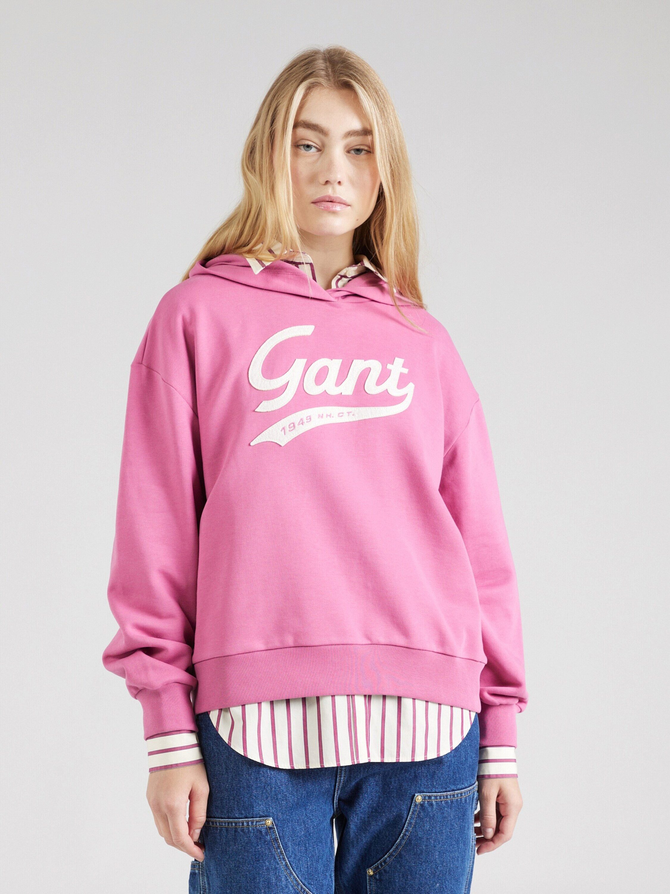 Gant Women White Printed Hooded Sweatshirt