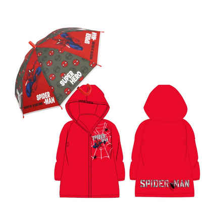 MARVEL Regenponcho Spiderman Kinder Regenschirm plus Regenponcho (2-St)