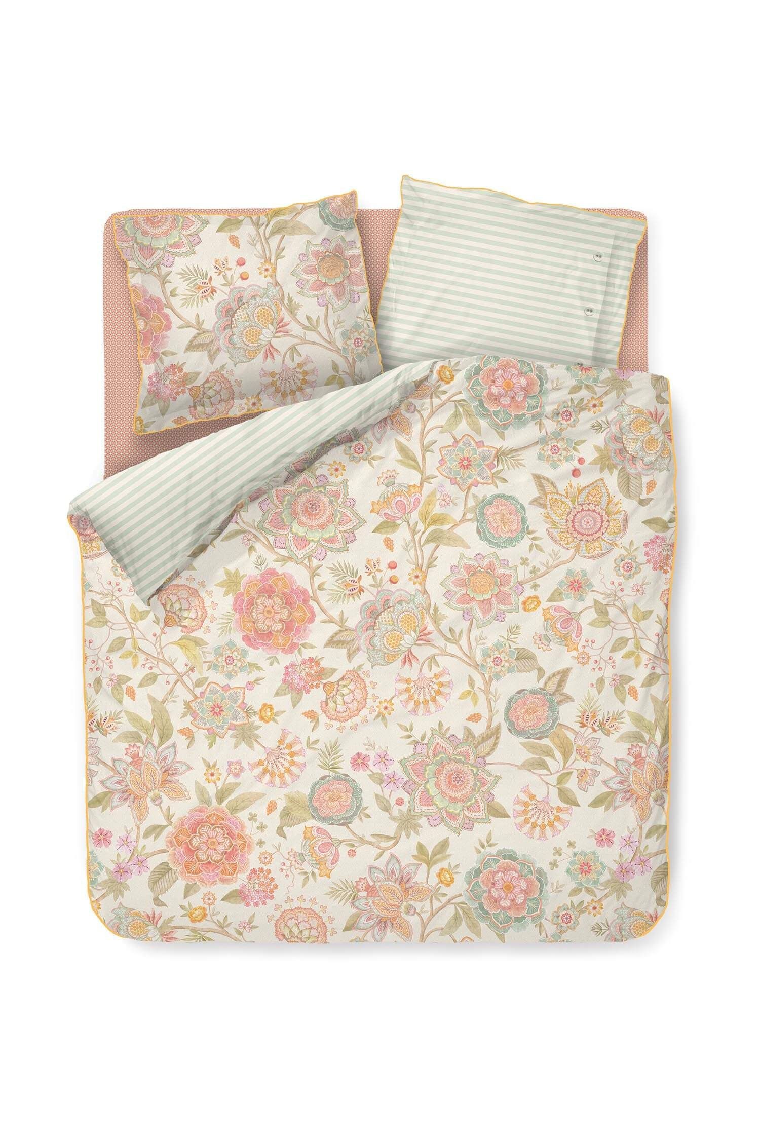 PiP Studio Bettwäsche PIP Studio Perkal Bettwäsche 135x200 Bombay Bold Off White Blüten, Perkal, 2 teilig, fein gewebter 100% Baumwollperkal
