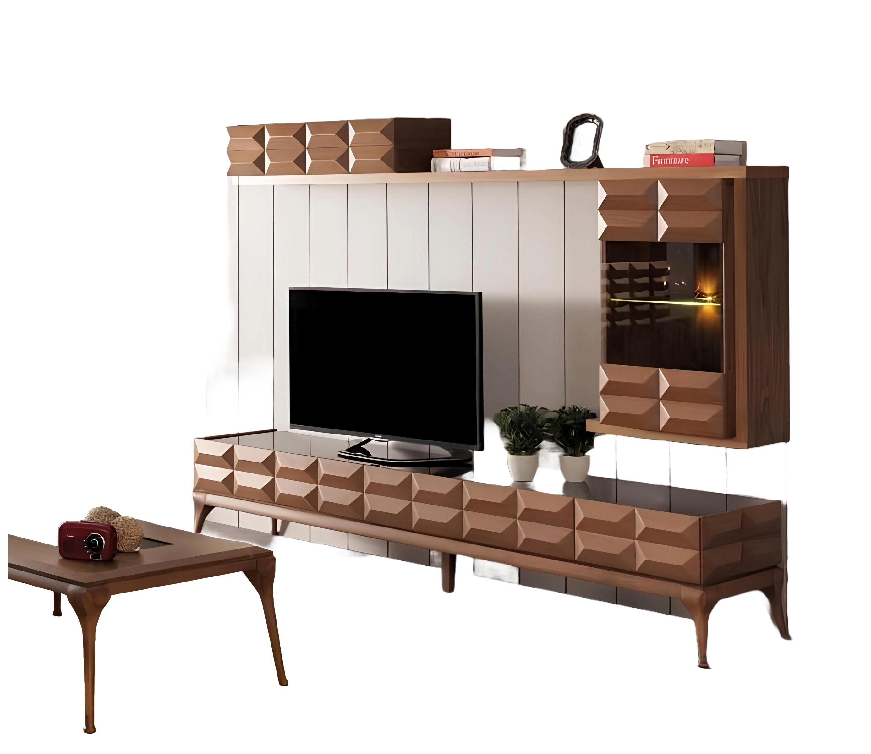 Xlmoebel Sideboard Modernes Hochglanz-Wohnmöbel mit LED-Beleuchtung und Stauraum (Sideboard + Wandschrank, Sideboard + Wandschrank), Hergestellt in Europa