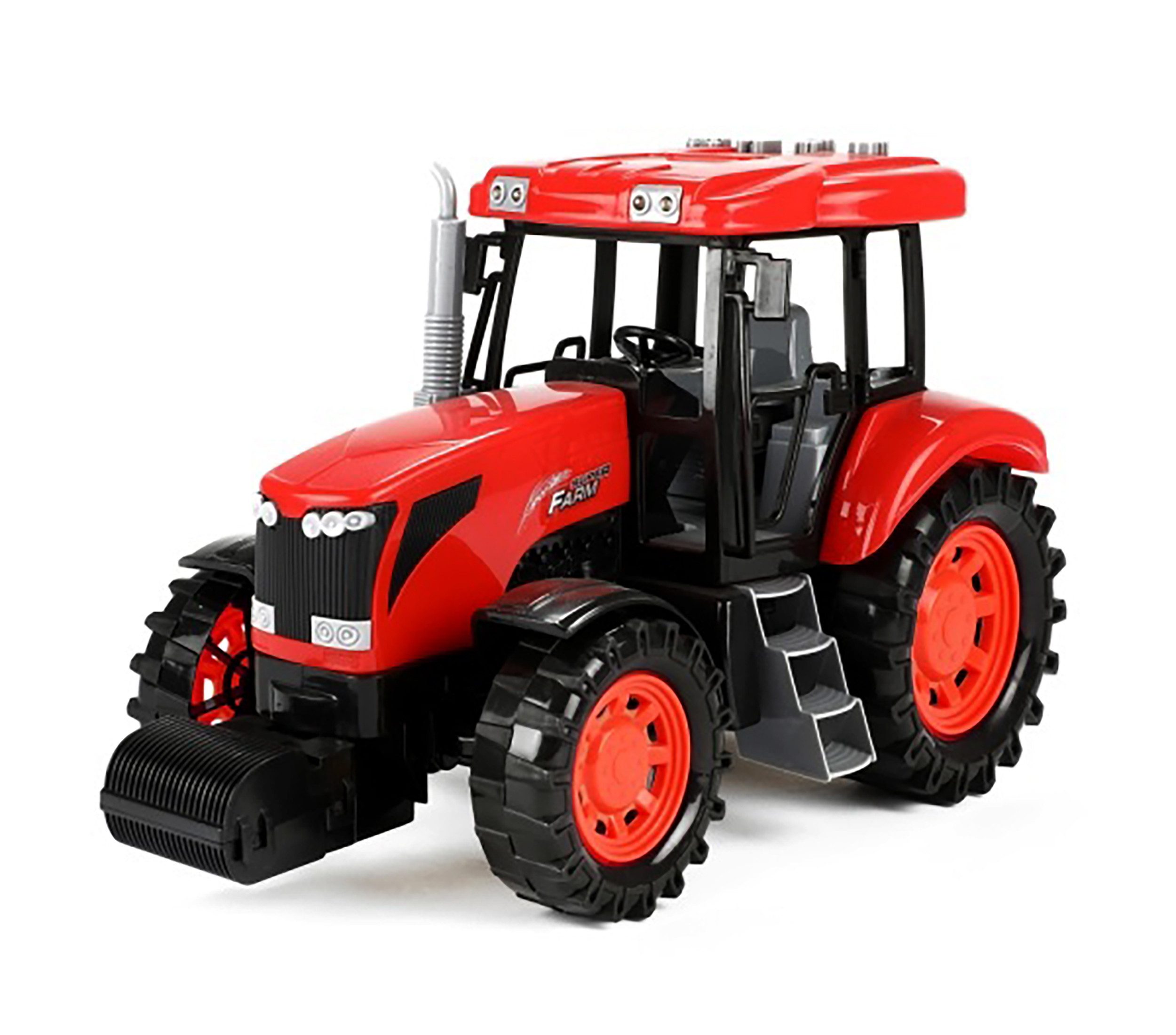 Toi-Toys Spielzeug-Traktor Traktor mit Licht Ton Friction 27cm Rot Spielzeug Fahrzeug Bauer 52, Bauernhof