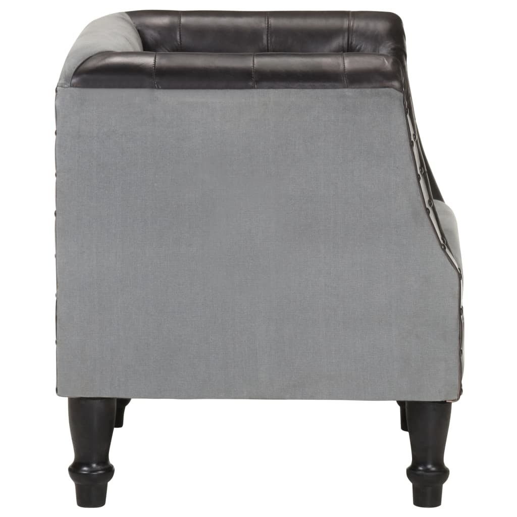 vidaXL Sessel Sessel Schwarz Echtleder und Massivholz (1-St)