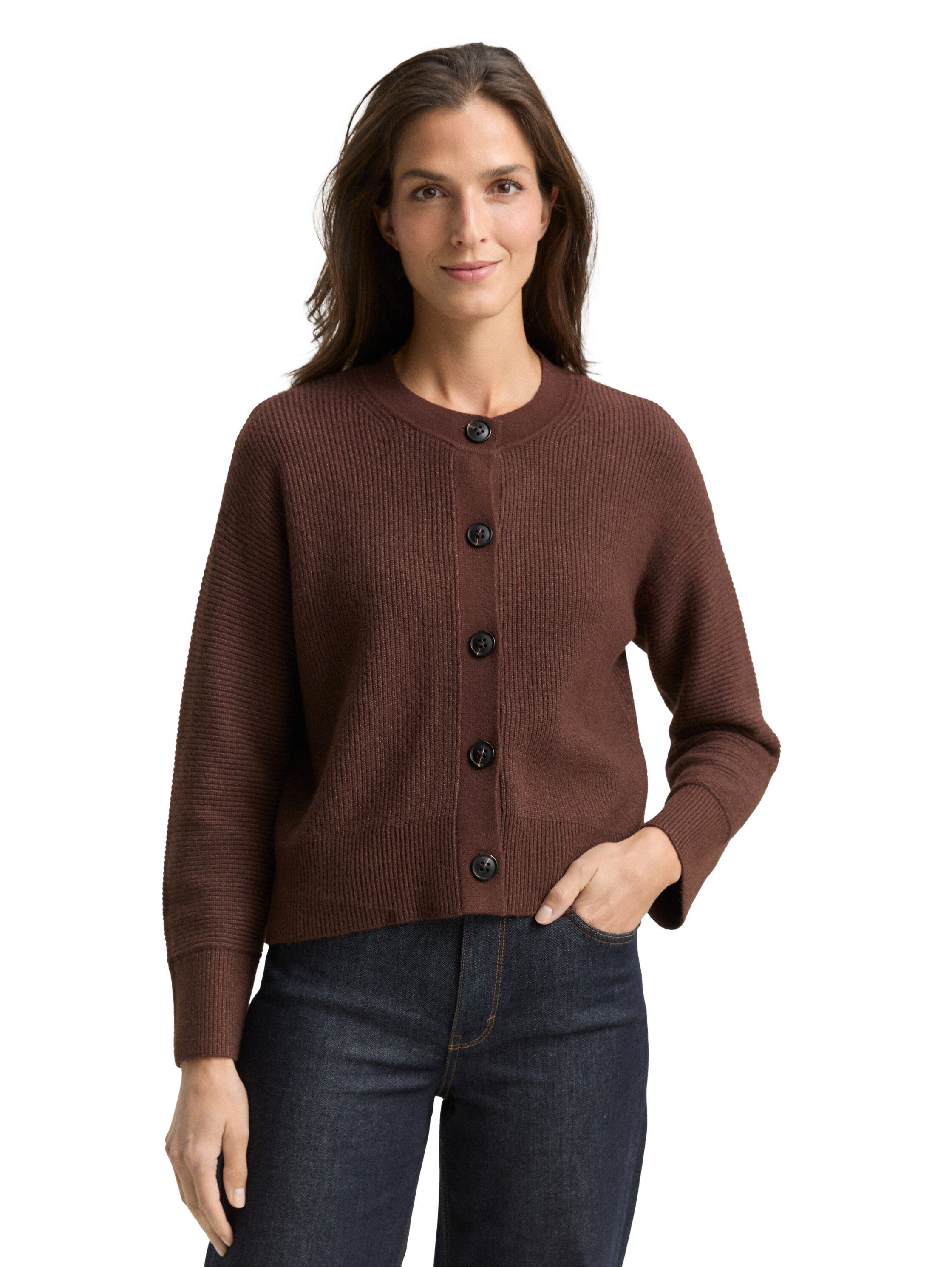 TOM TAILOR Strickjacke mit Rippbündchen