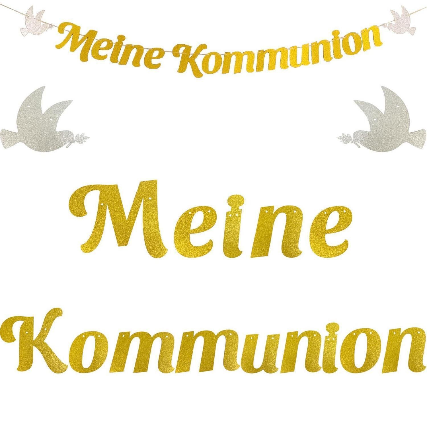 LuxusKollektion Girlande Girlande Meine Kommunion Gold Glitzer Papier