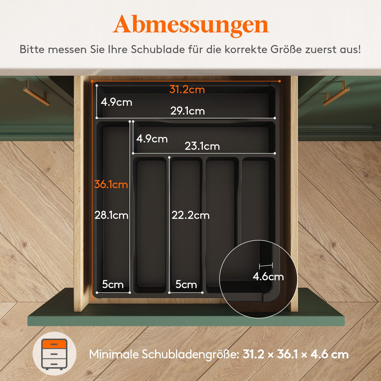 Lifewit Besteckeinsatz Schublade Organizer Küche, 7 günstig online kaufen