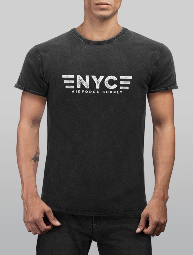 Print-Shirt Herren Vintage Shirt Aufdruck NYC günstig online kaufen