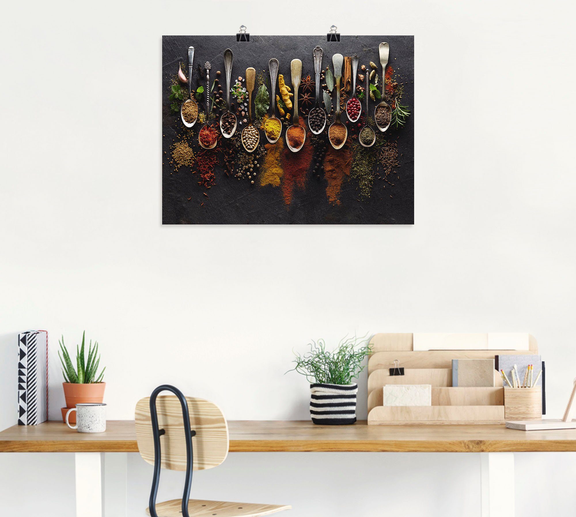 versch. (1 Schiefer, oder Alubild, Lebensmittel in St), als Wandbild Wandaufkleber Größen Artland Leinwandbild, Poster Kräuter Gewürze