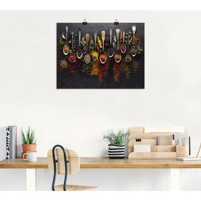 Artland Wandbild Kräuter Gewürze Schiefer Lebensmittel (1 St) als Alubild Leinwandbild Wandaufkleber oder Poster in versch. Größen ZR11285
