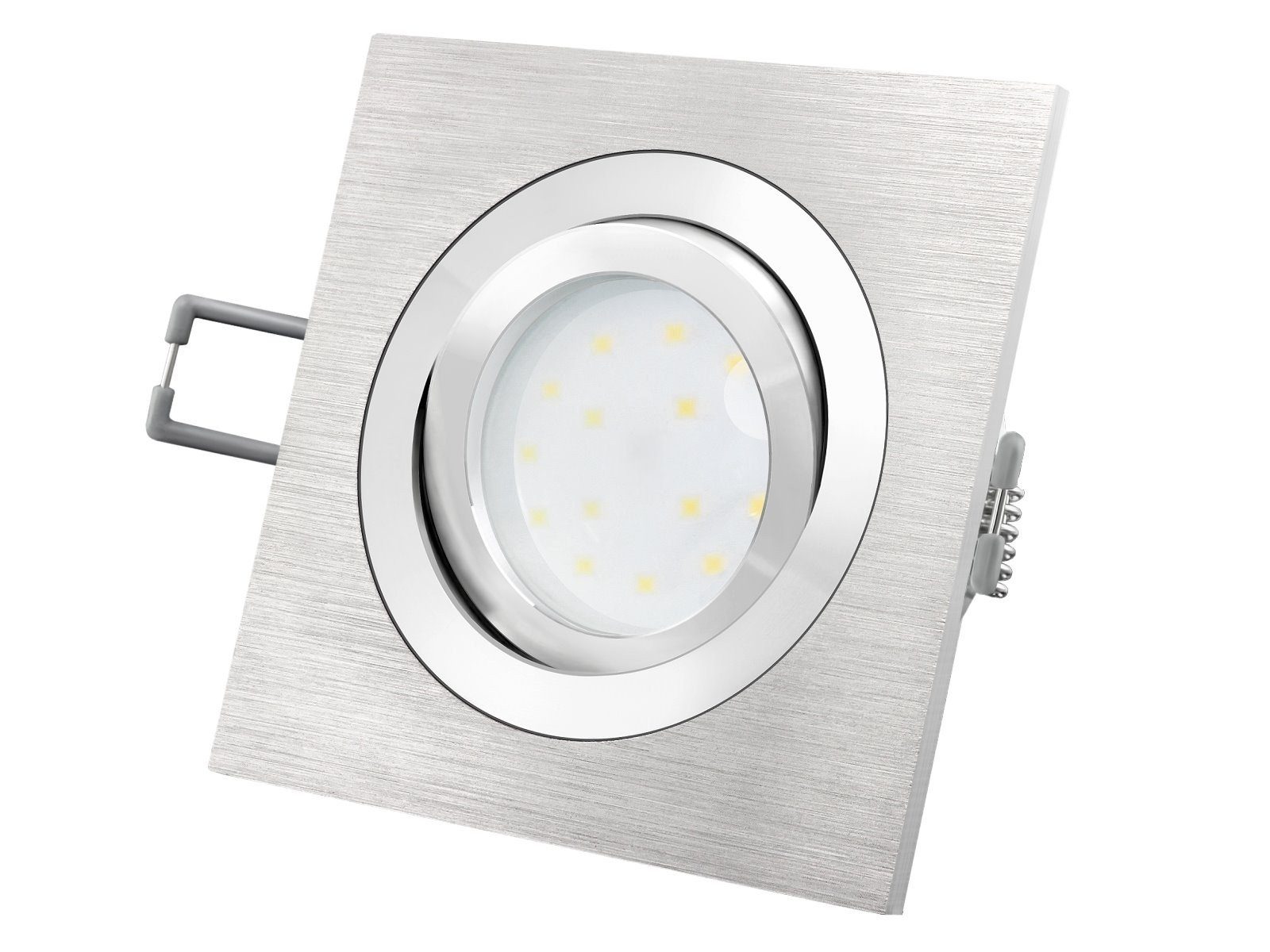 SSC-LUXon LED Einbaustrahler QF-2 Alu LED-Einbauspot flach schwenkbar mit LED-Modul 230V, 5W SMD, Warmweiß
