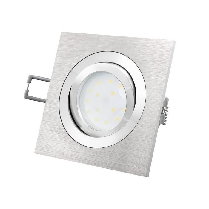 SSC-LUXon LED Einbaustrahler QF-2 Alu LED-Einbauspot flach schwenkbar inkl. LED-Modul 230V 5W SMD warm weiß 2700K dimmbar Warmweiß