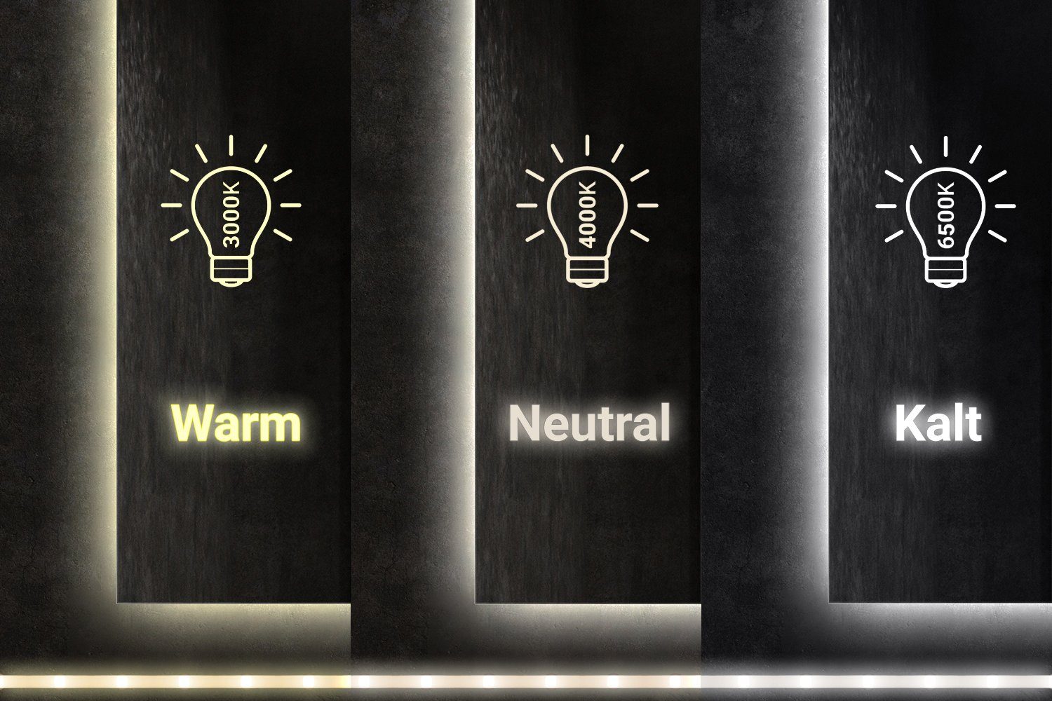Tulup LED-Lichtspiegel Badspiegel LED Beleuchtung Rechteckig Spiegel Warmweiß, Warmweiß 3000K