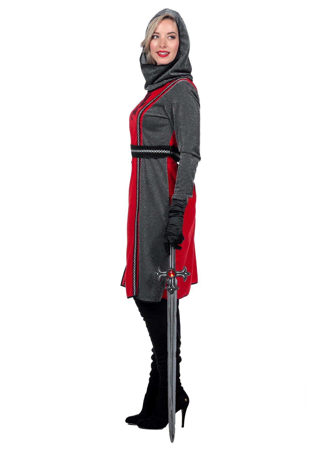 Metamorph Ritter-Kostüm Mittelalter Ritterkleid grau-rot