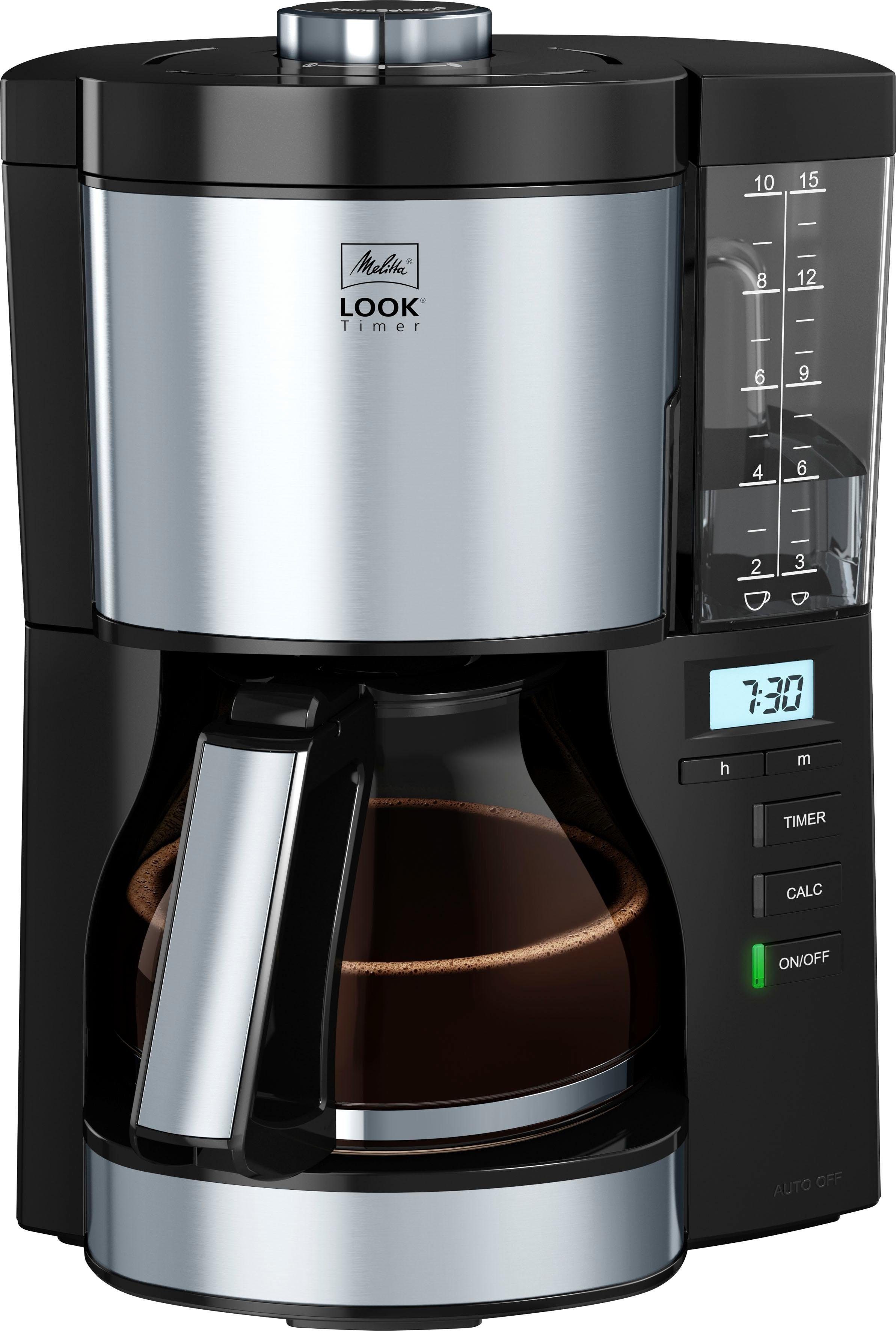 Melitta Filterkaffeemaschine Look Timer 1025-08 schwarz, 1,25l Kaffeekanne, Papierfilter 1x4