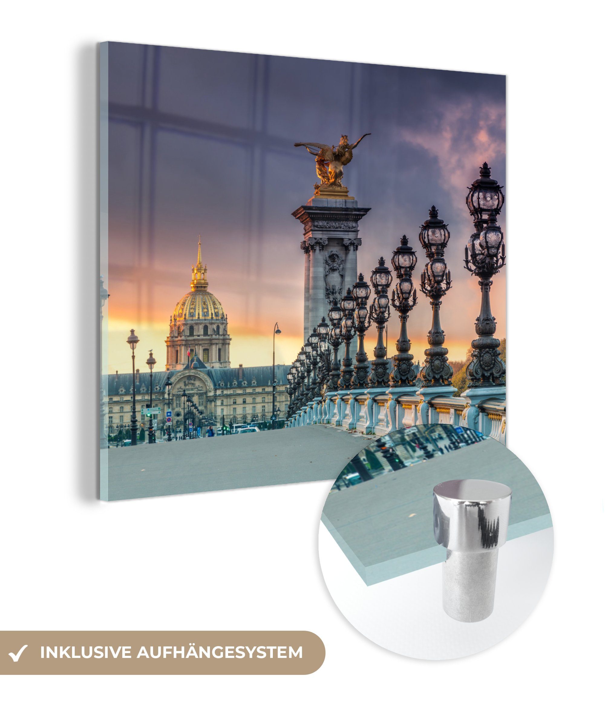 MuchoWow Acrylglasbild Pont Bilder auf auf Foto Glas Wandbild Wanddekoration - (1 III - in Glasbilder - Paris, St), Glas Alexander