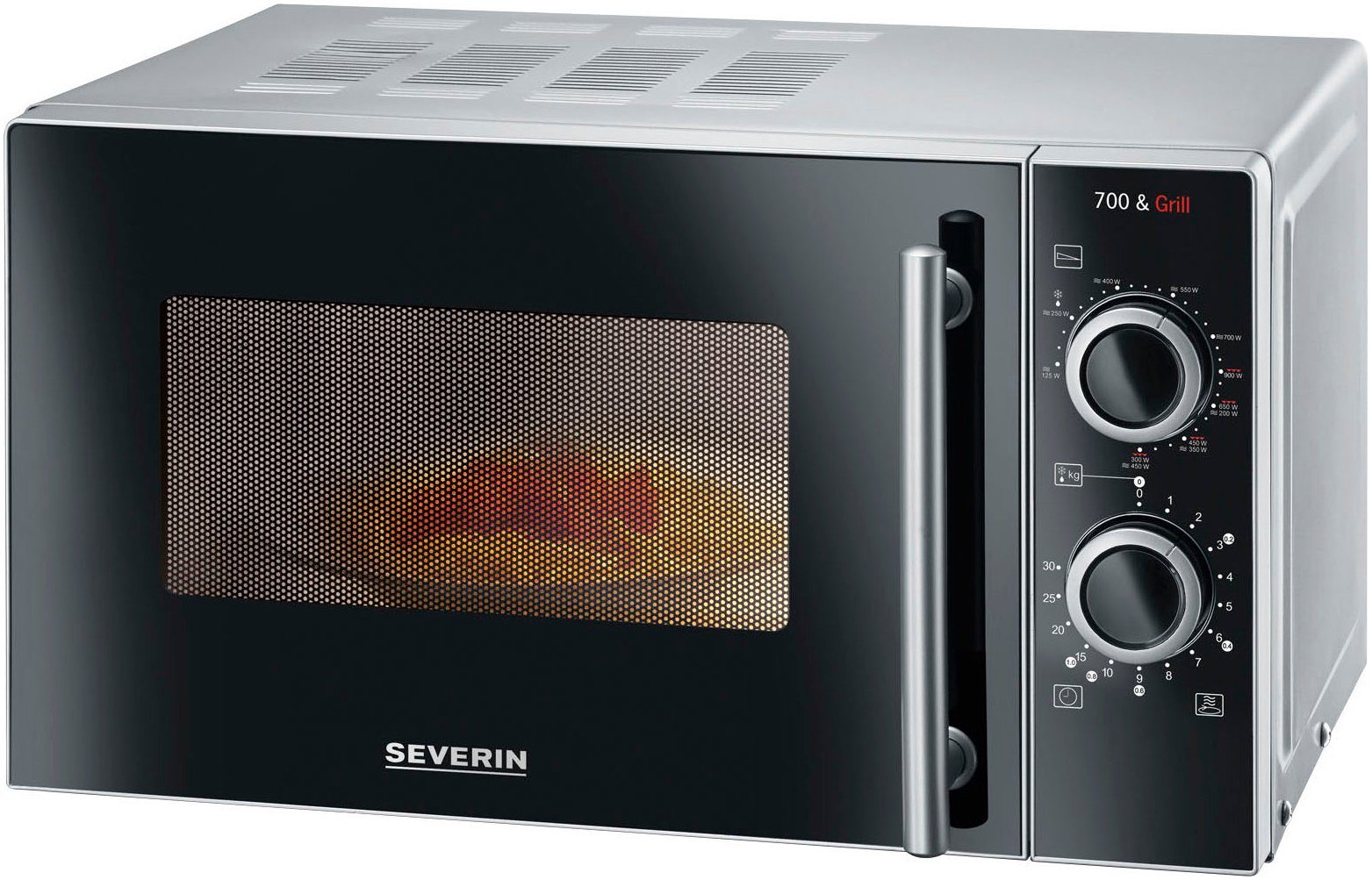 Severin Mikrowelle MW 7771 mit Grillfunktion 2-in-1, Grill, Mikrowelle, 20 l, Mikrowelle und Grill getrennt und kombiniert schaltbar