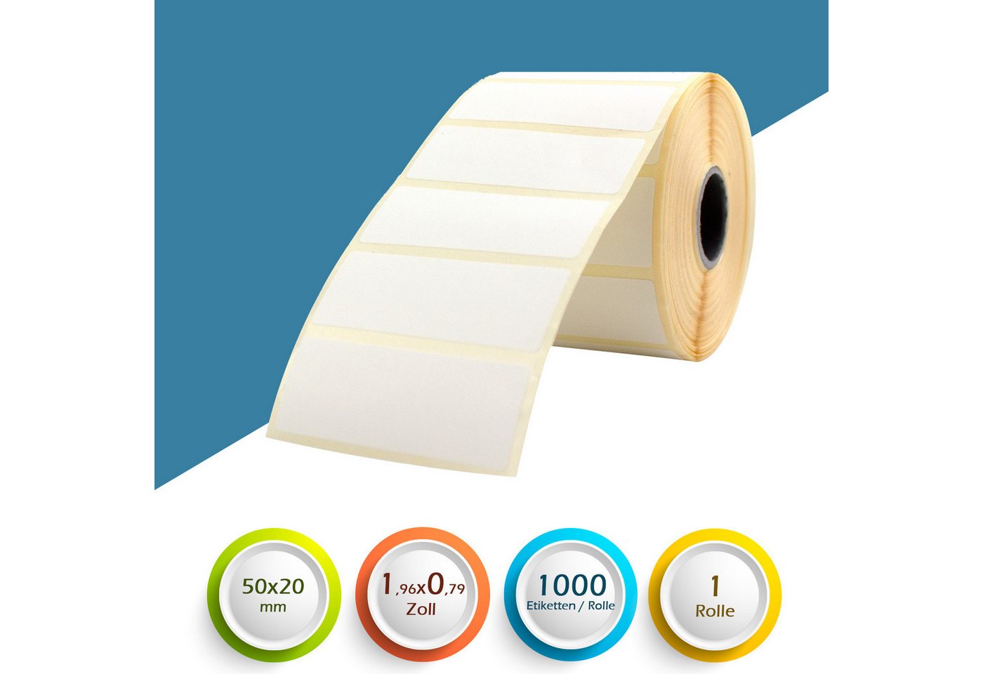 Thumbnail - GoodMarkt Etikettenrolle 50x20mm Selbstklebende Thermo Etiketten auf Rolle 1000 Labels, Adressetiketten Haushaltsetikett...