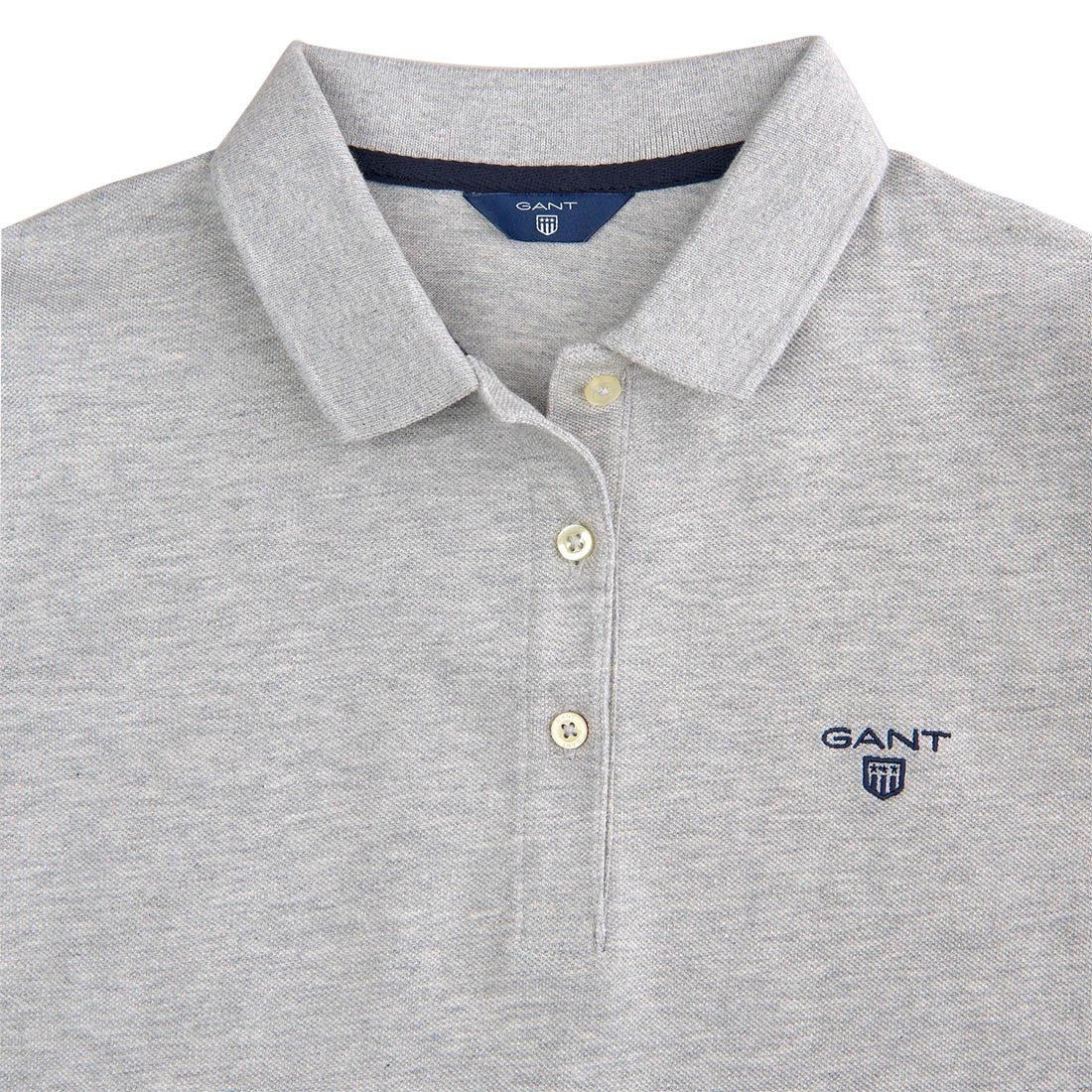 Gant Pique, Damen Halbarm MD. Poloshirt - Grau Summer T-Shirt
