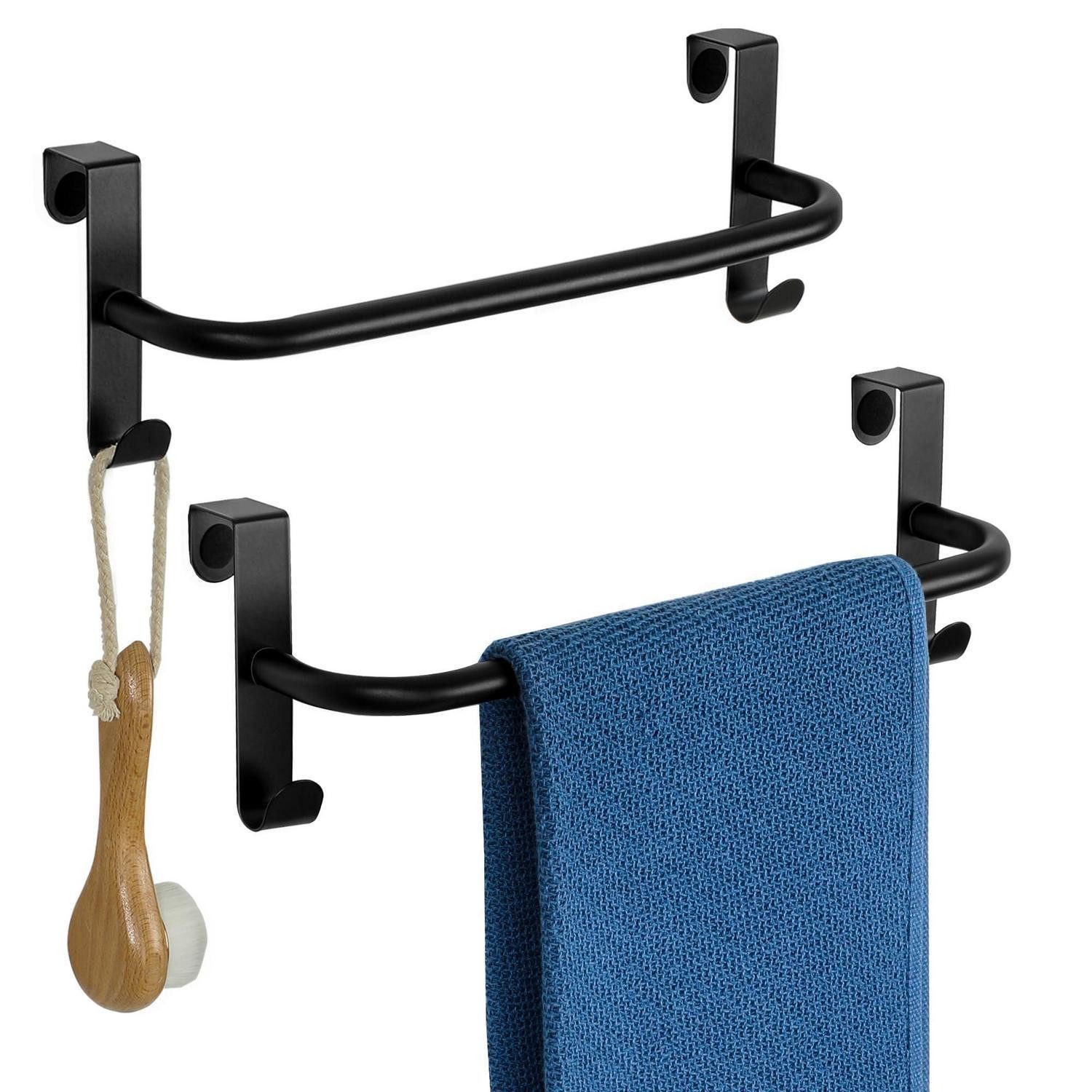 LuxusKollektion Spültuchhalter Handtuchhalter Tür Schwarz 29cm mit Haken
