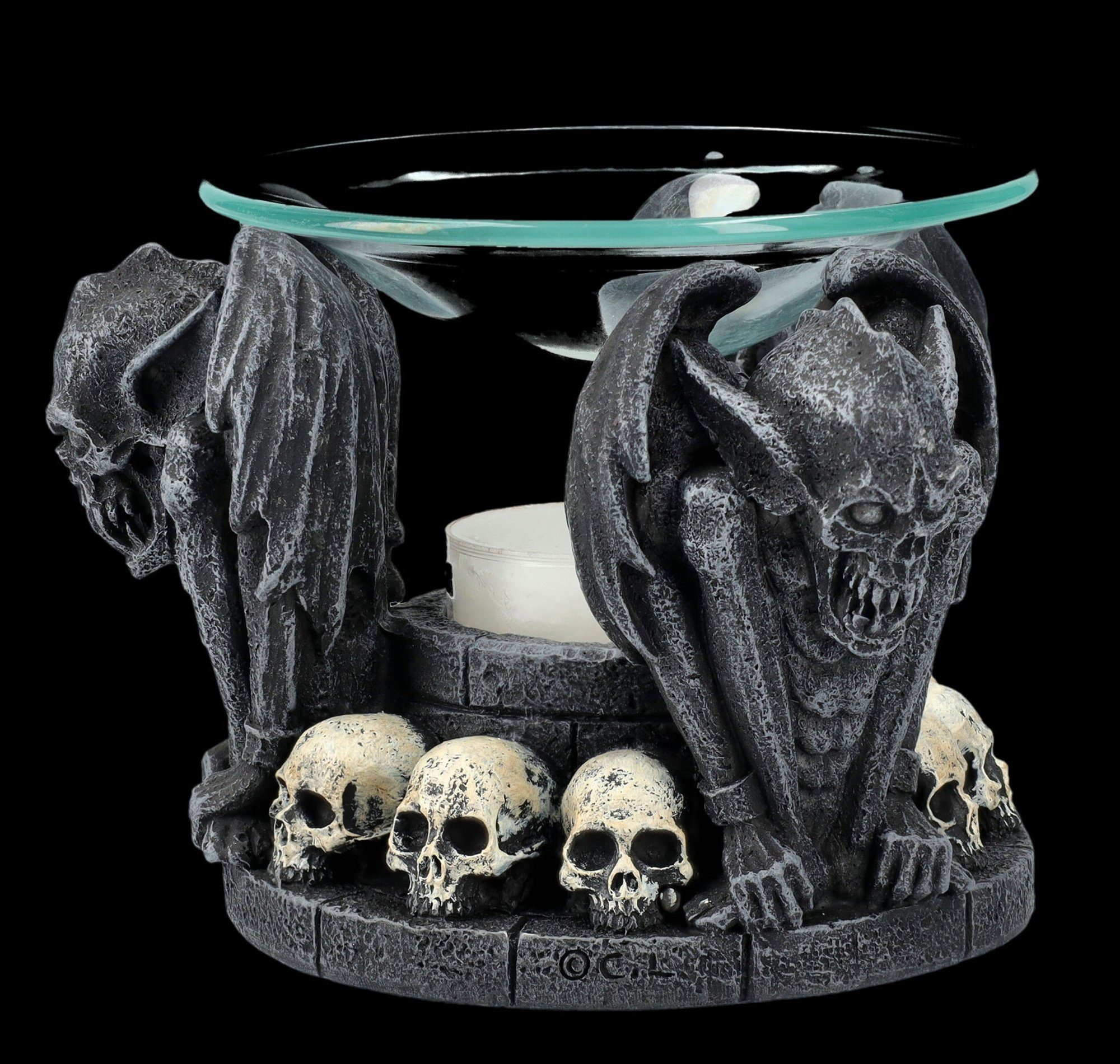 Figuren Shop GmbH Duftlampe Duftlampe - Nosferatu mit Schädeln - Gothic Totenkopf Gargoyles Deko