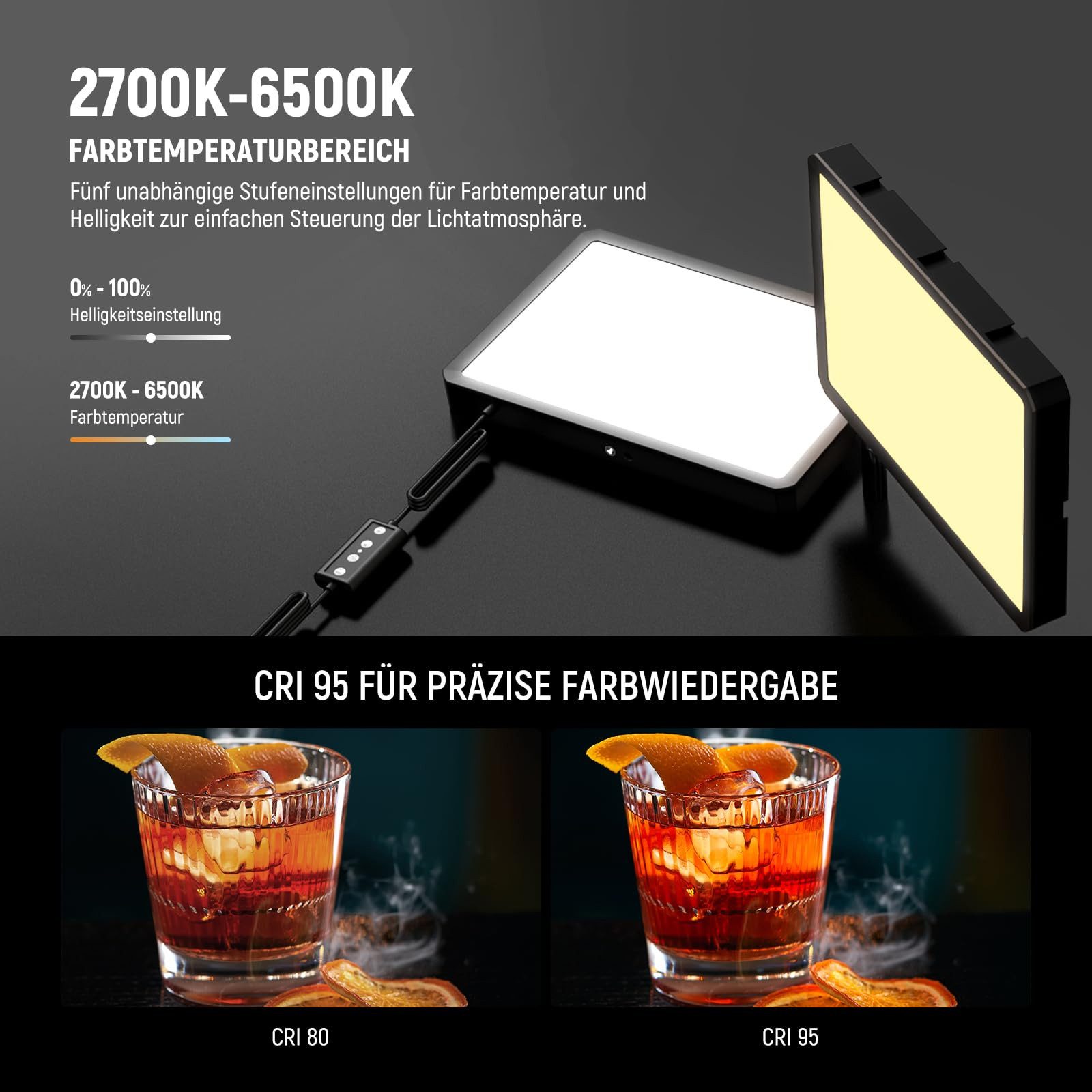 Neewer Videoleuchte BP300 2x LED Videolicht Panel, Bi Color Dimmbare, mit 150cm Stativ, Telefonhalter, 2700 - 6500K, 850Lux, Dauerlicht Fotolicht für Studio