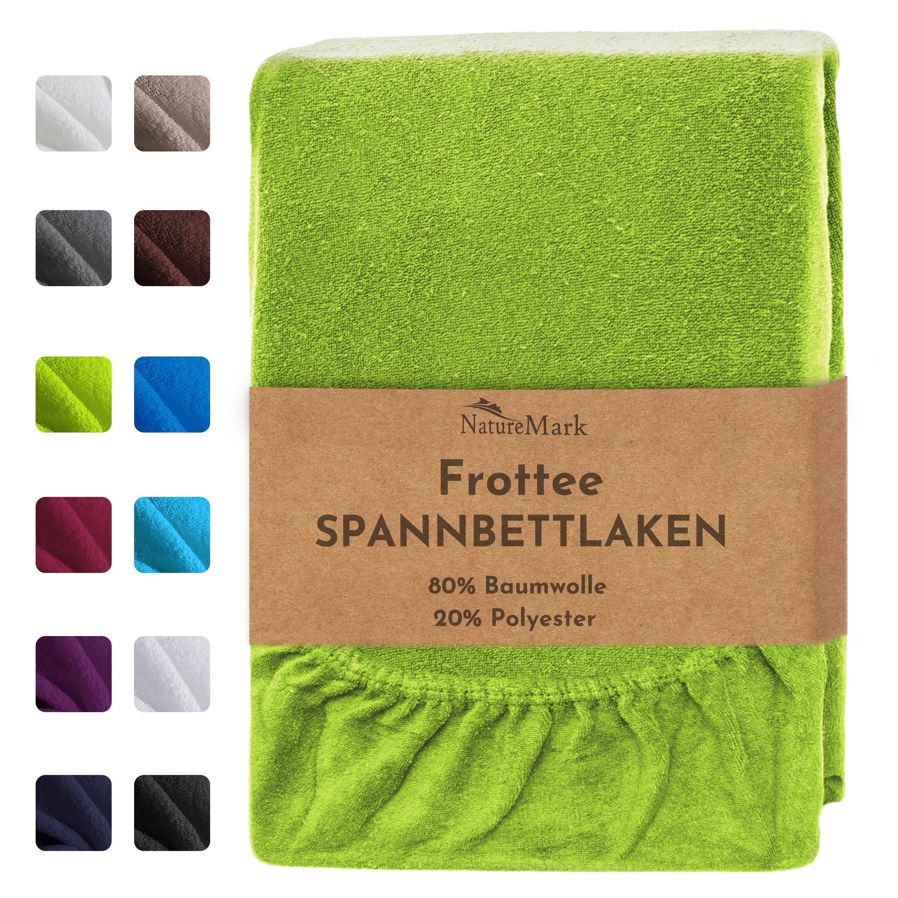 NatureMark Spannbettlaken Frottee Spannbetttuch, 80% Baumwolle / 20% Polyester, Gummizug: rundum, (1 Stück), Spannbetttuch in vielen Größen und Farben