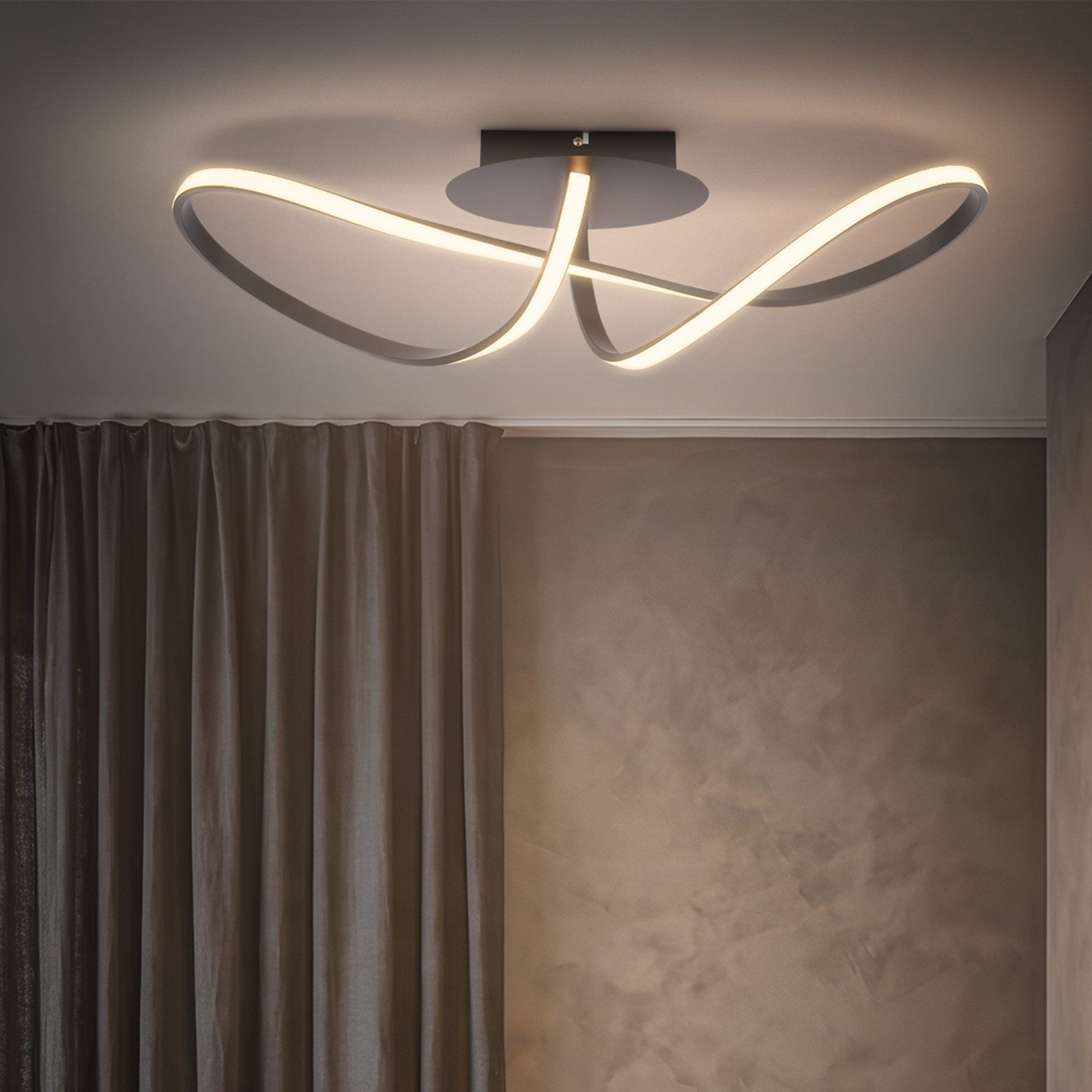 Briloner Leuchten LED Deckenleuchte Deckenlampe Swirl Design-Leuchte Wohnzimmer Schlafzimmer, LED fest integriert, 3000K, Warmweiß