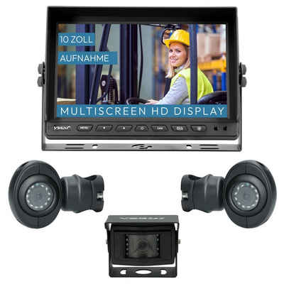 VSG24 10" Rückfahrsystem PROTECT Stapler, LKW & Transporter - Monitor & 3x Rückfahrkamera (Robustes Rückfahrsystem für Transporter LKW Wohnmobile Stapler)