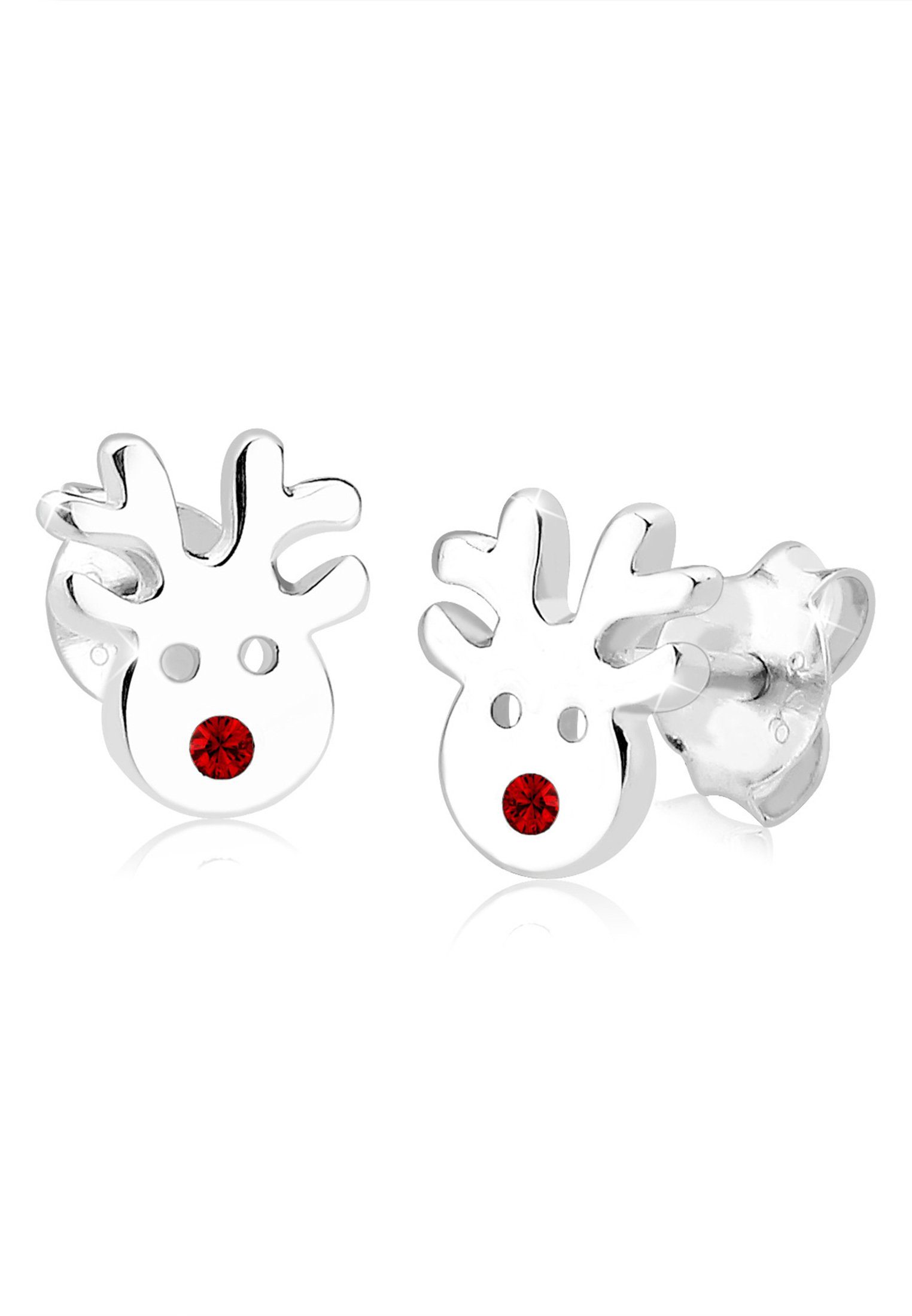 Elli Paar Ohrstecker Kinder Rentier Kristallen von Swarovski® 925 Sterling Silber, Hirsch