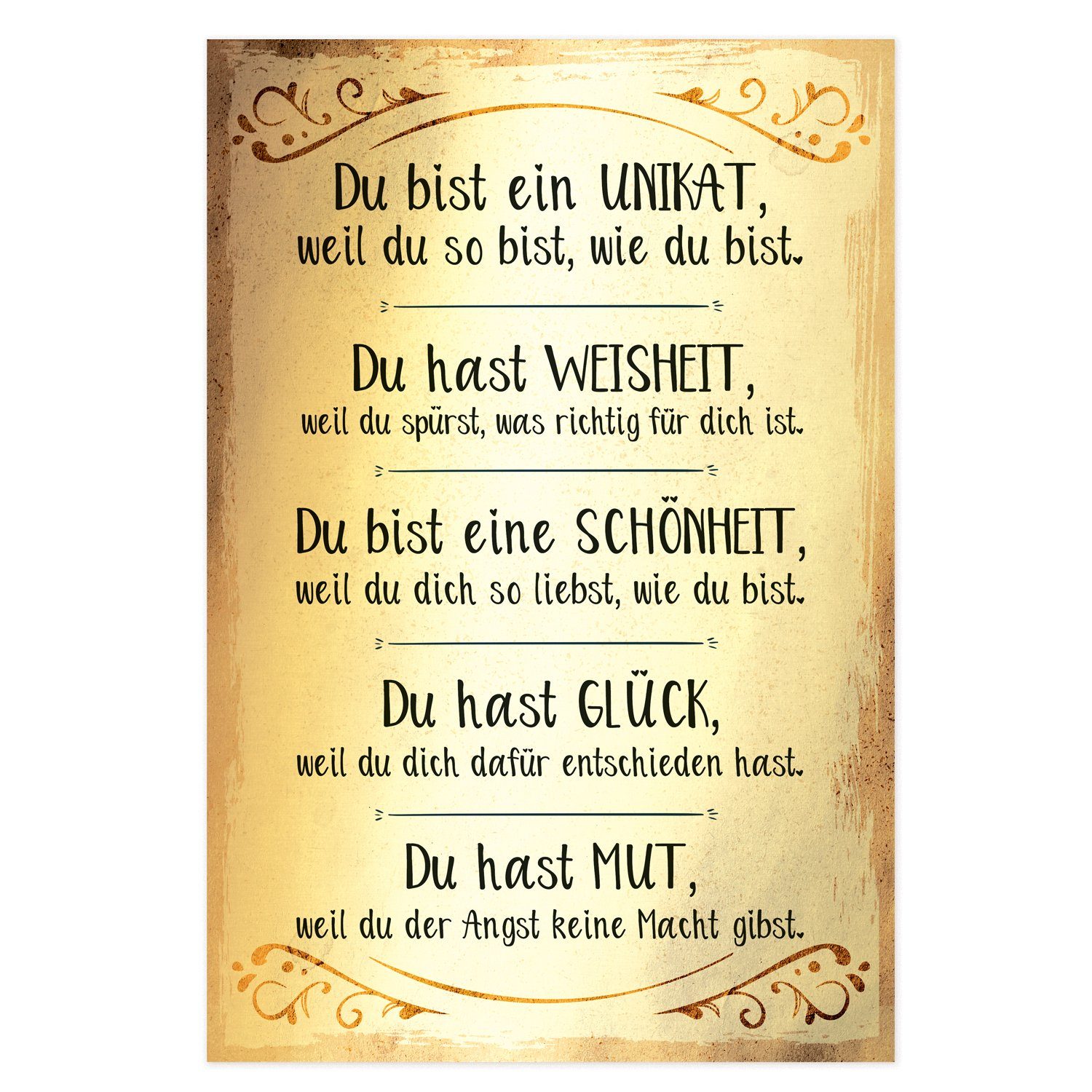 Logbuch-Verlag (1 Alu St) Spruchbild Wanddekoobjekt Wanddeko gold Dibond aus