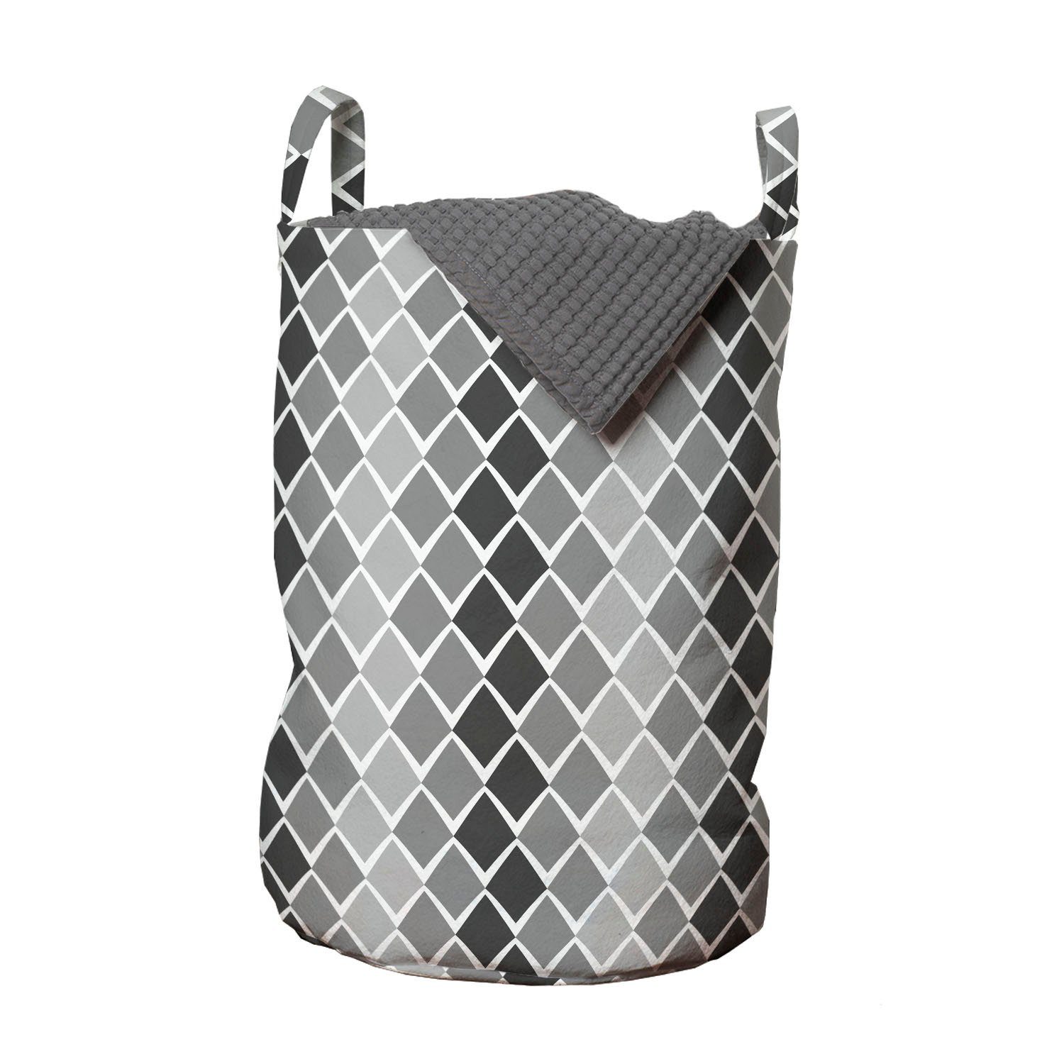 Abakuhaus Wäschesäckchen Wäschekorb mit Griffen Kordelzugverschluss für Waschsalons, Grau und Weiß geometrische Ombre