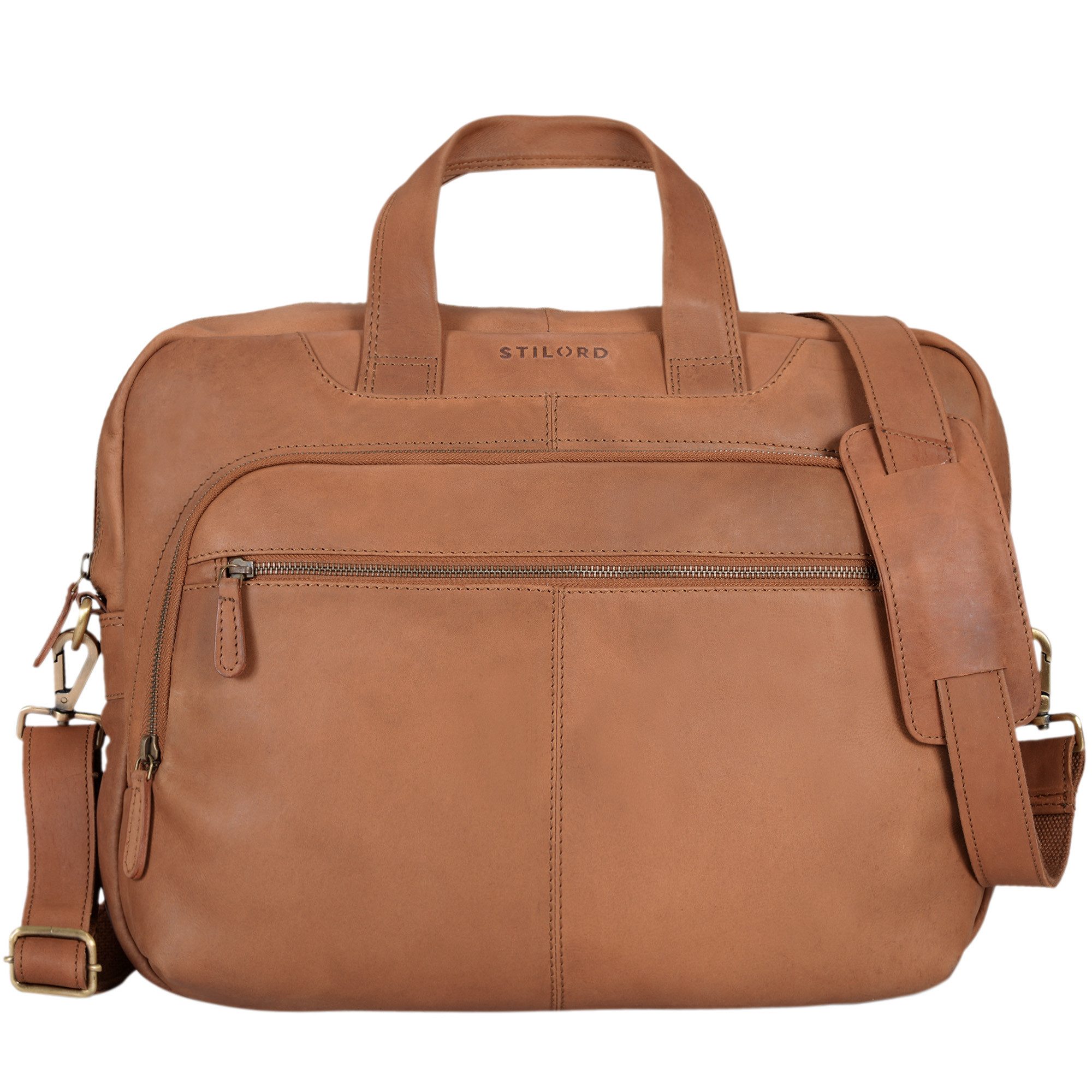 STILORD Laptoptasche "Alan" Umhängetasche Leder groß