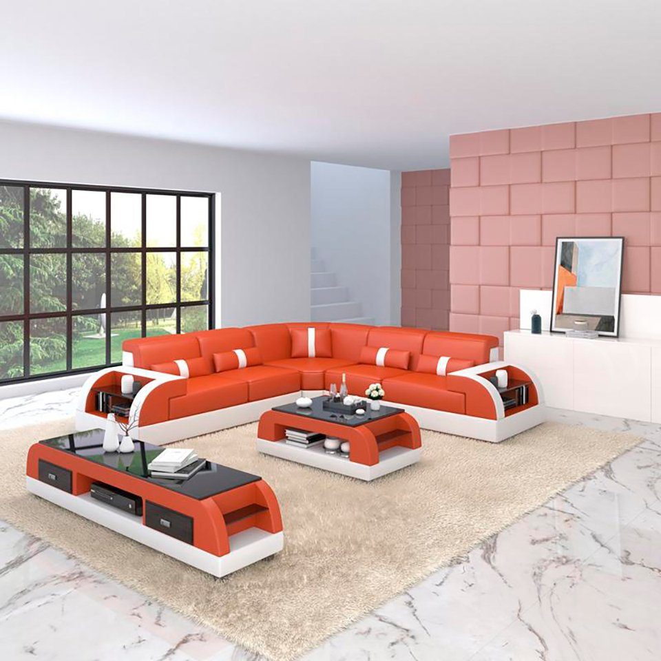 JVmoebel Ecksofa, Wohnlandschaft L-Form Ecksofa Couch Design Polster Leder Sofa Ecke