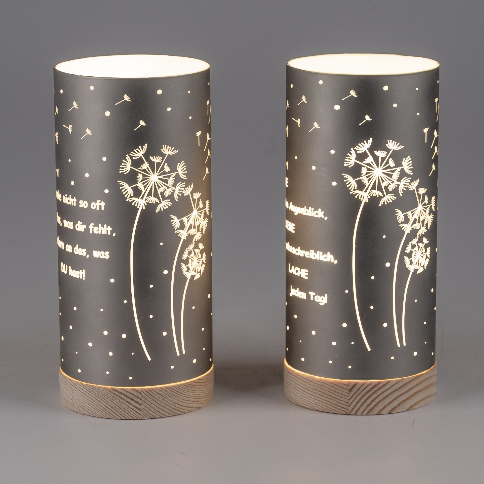 formano Tischleuchte Sprüche, LED, mit Timerfunktion, Grau, Sprüche, H: 20cm