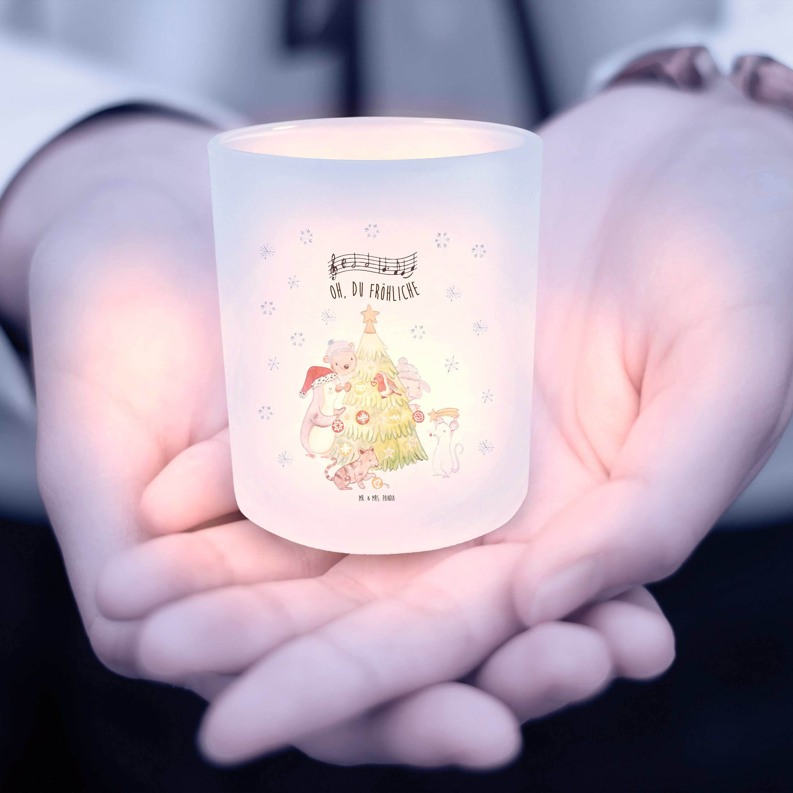 Mr. & - Transparent Geschenk, Weihnachtsbaum Mrs. Windlicht (1 St) schmücken Teeli Kerzenlicht, Panda 