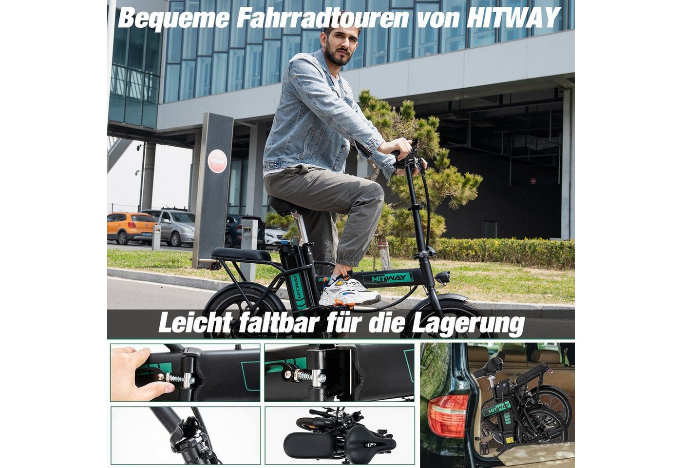Thumbnail - HITWAY E-Bike Faltrad BK5S elektro-cityrad 16 Zoll mit 36V10.4AH akku Pedelec, 250W Hinterer Motor, Elektrofahrrad Klapp...