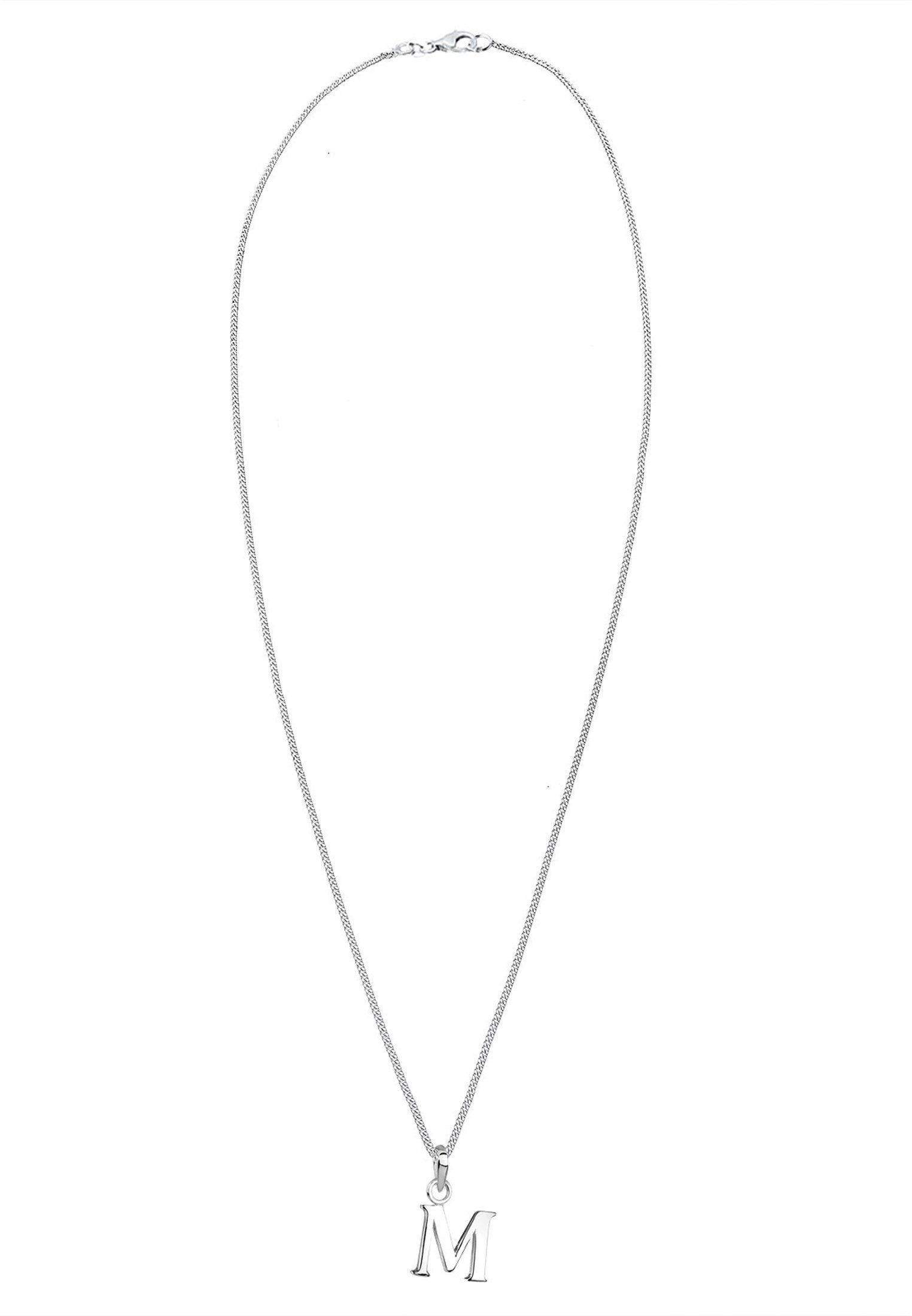 Elli Kette mit Anhänger Buchstabe M 925 Sterling Silber, Buchstabe