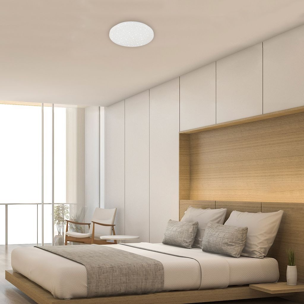 Briloner Leuchten LED Deckenleuchte 2360-016, Sternenhimmel, LED fest integriert, 2700K - Extra-Warmweiß, Badlampe LED Sternenhimmel 18W Ø38,5cm 4000K