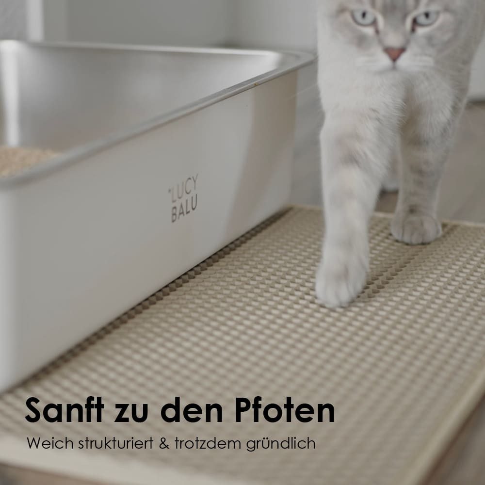 LucyBalu Katzentoilette Streumatte LOOMAT, zweilagiger Katzenklo Vorleger, Leicht zu reinigende Katzenstreu-Auffangmatte