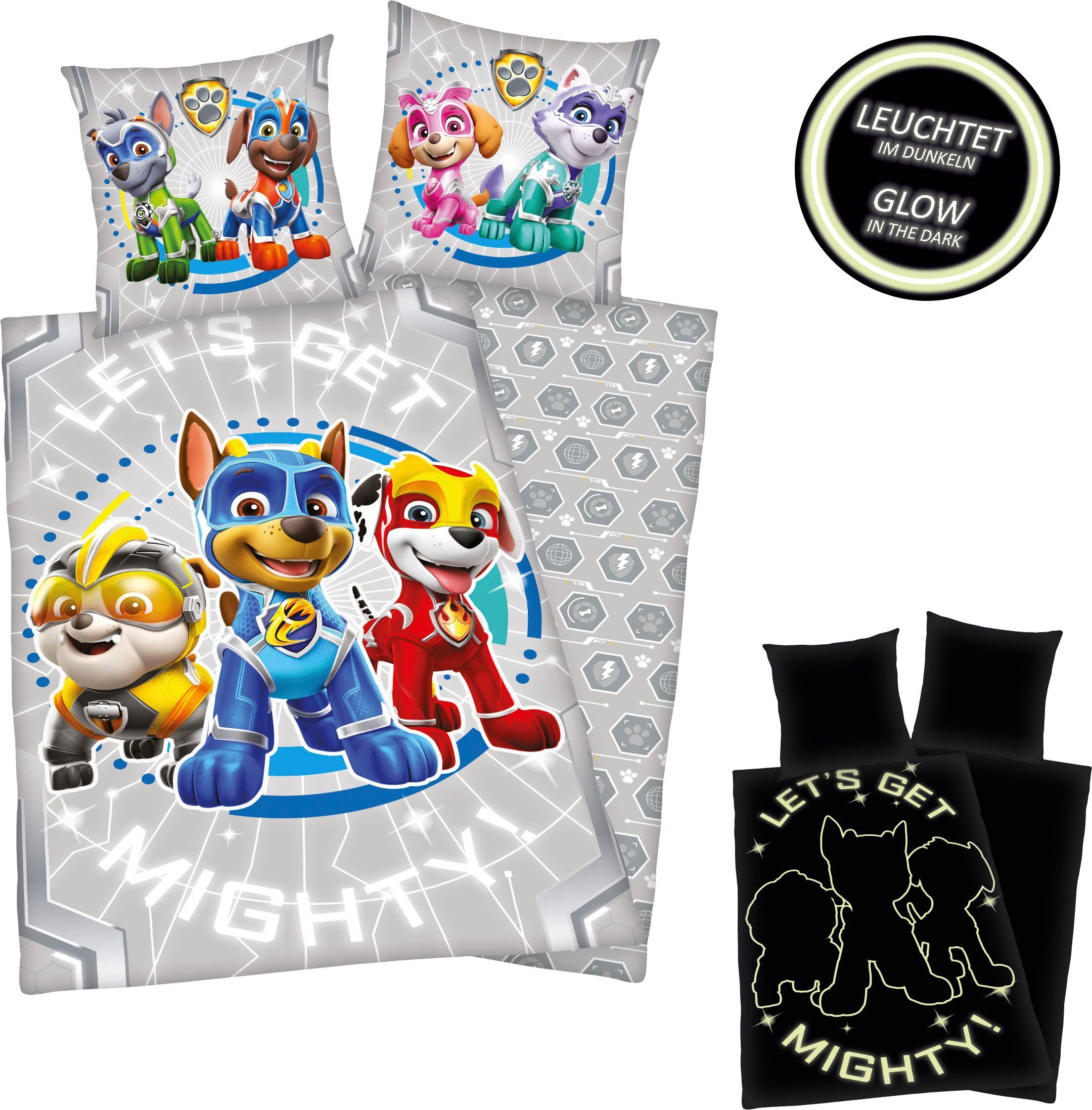 PAW PATROL Kinderbettwäsche Paw Patrol, Renforcé, mit "Glow in the dark"-Ef günstig online kaufen