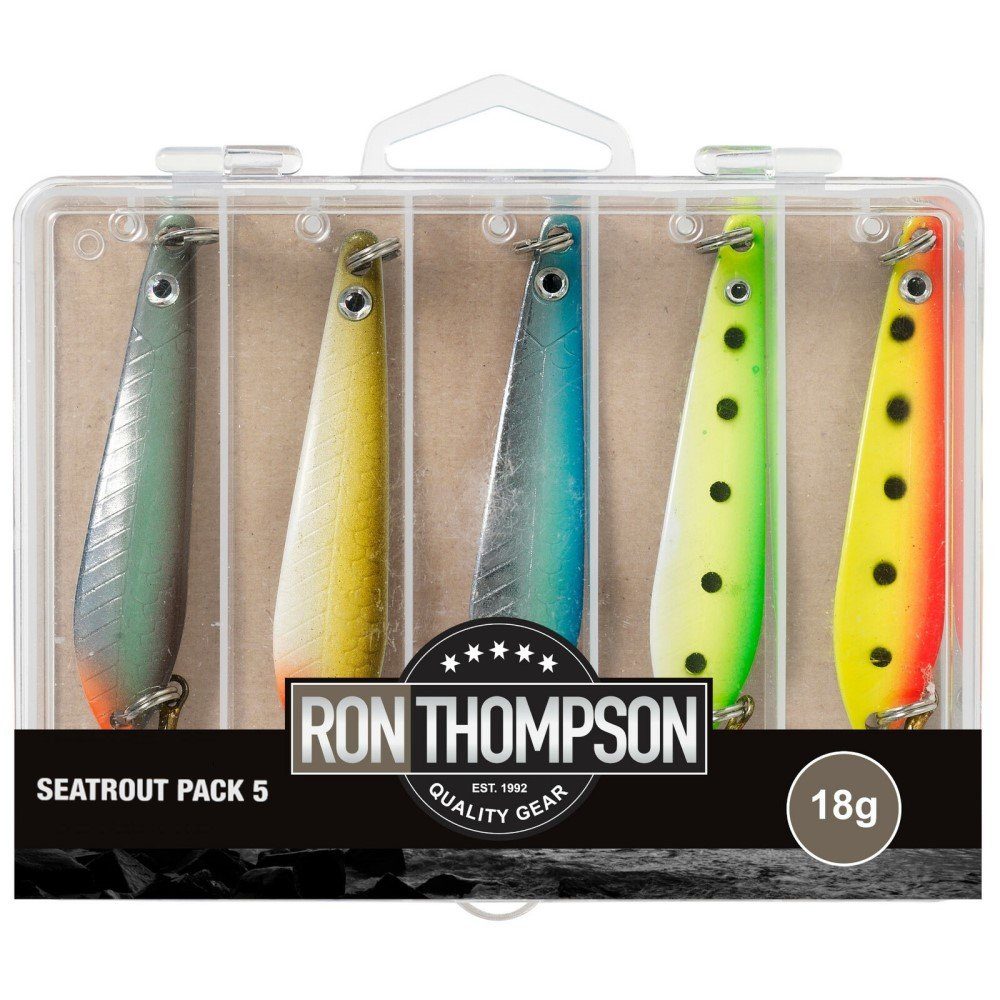 Ron Thompson Kunstköder Seatrout Packs 5 Sets 12g - 24g Meerforellenblinker Mefo-Blinker + Box, (Spar-Set), praktisch in einer Box für den sicheren Transport